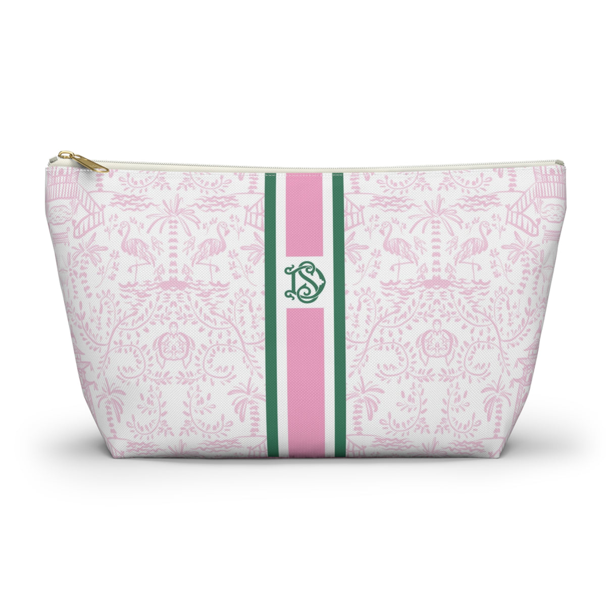 Palm Beach Pink Striped Monogrammed Pouch
