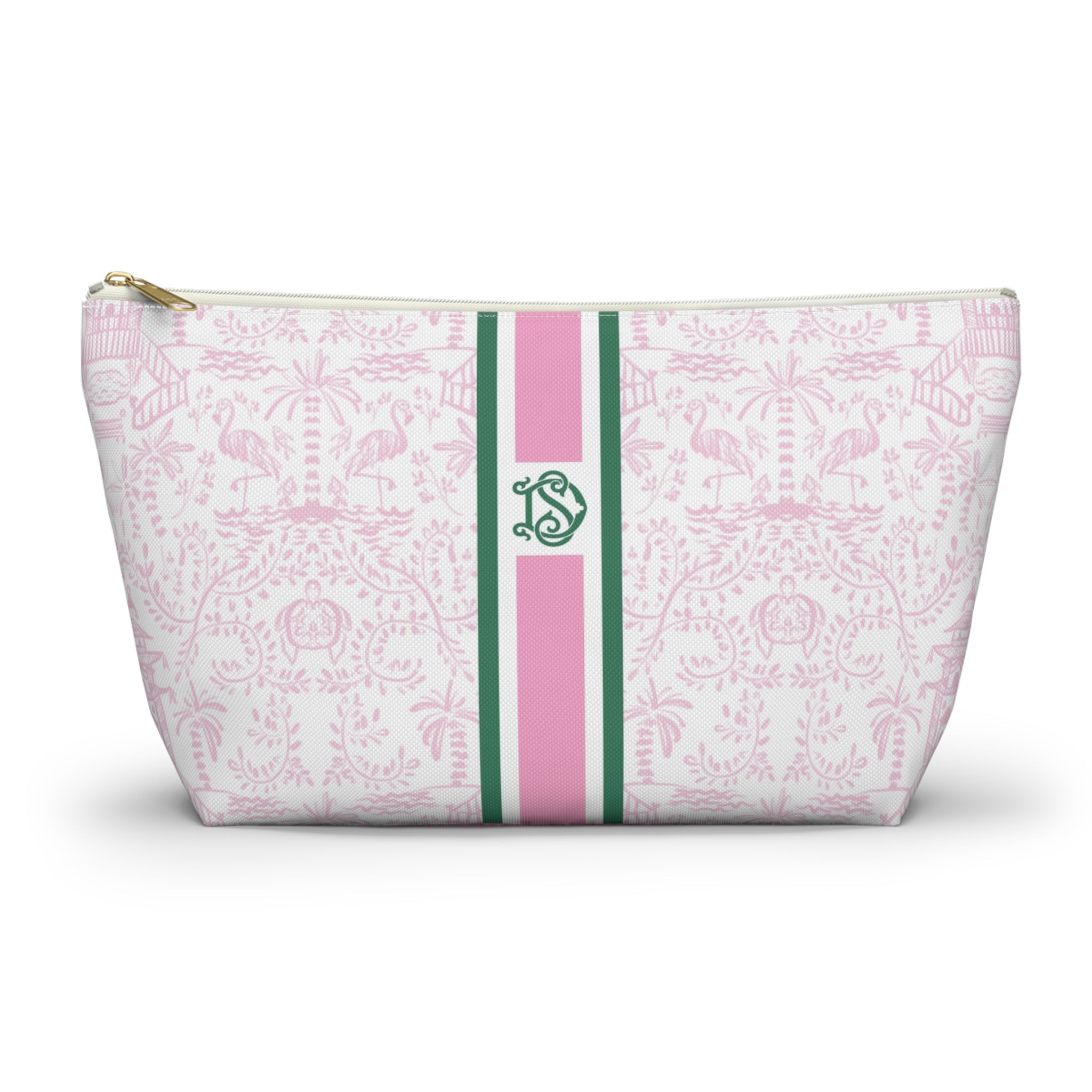 Palm Beach Pink Striped Monogrammed Pouch