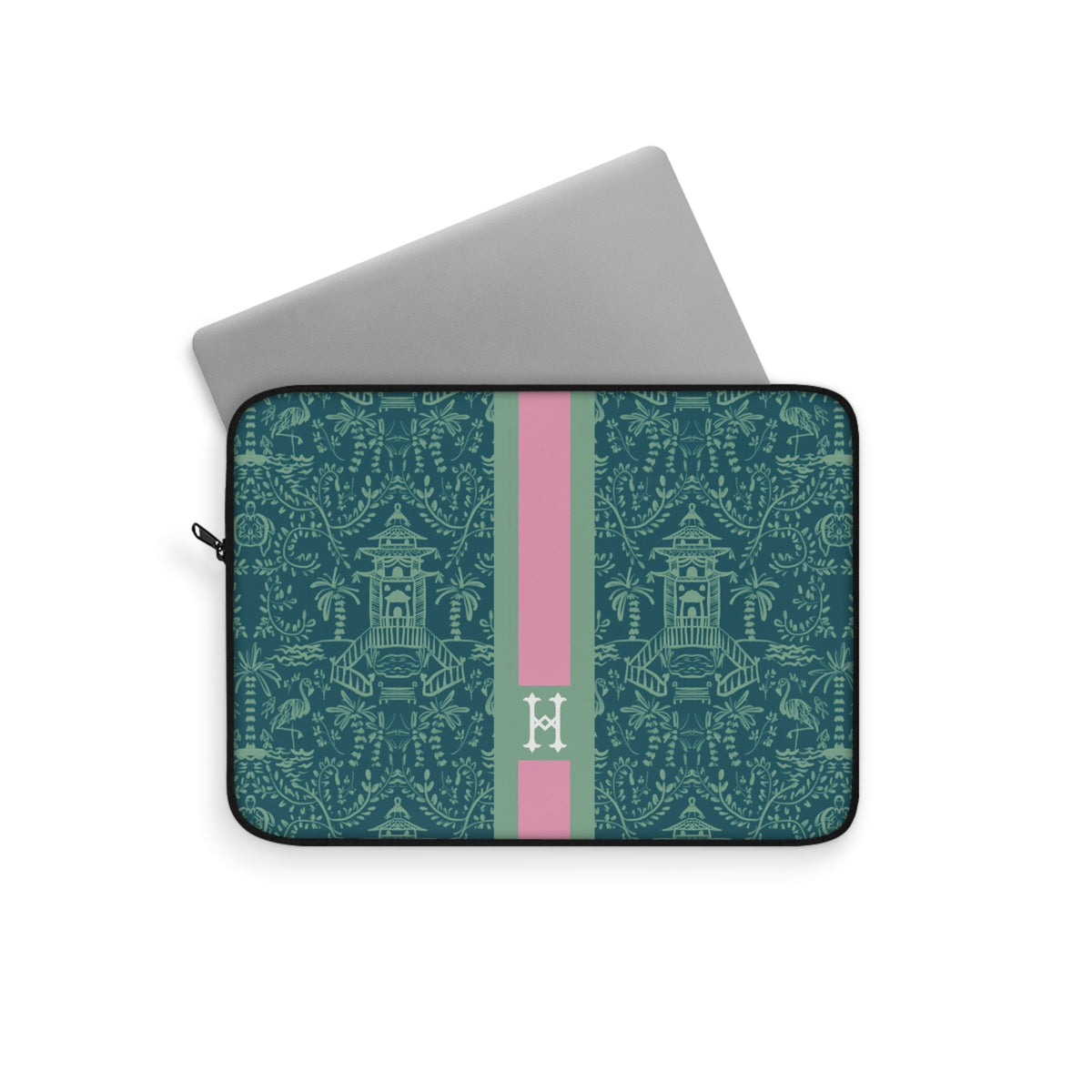 Palm Beach Teal Monogrammed Laptop Sleeve