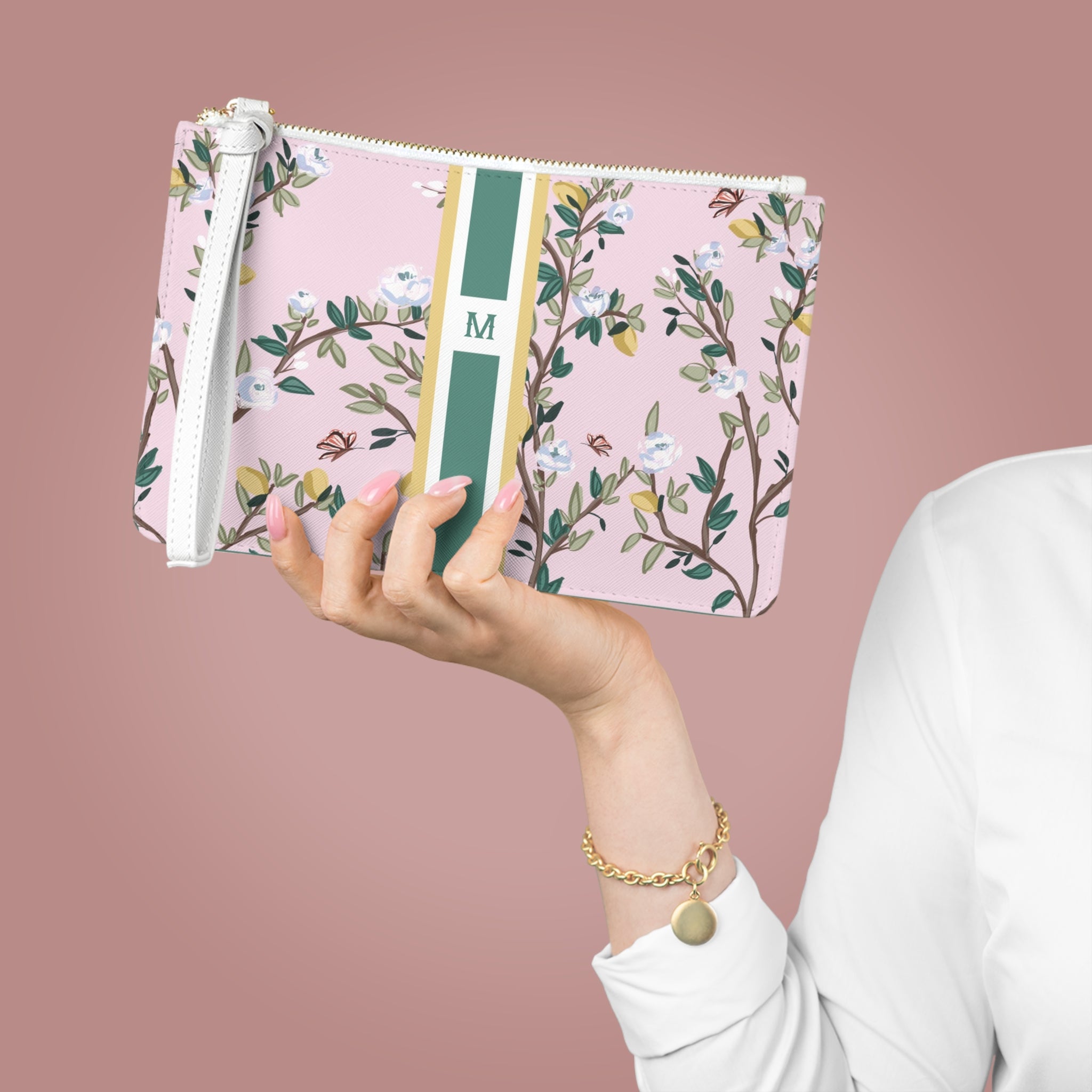 Blossom Garden Striped Monogrammed Mahjong Card Holder