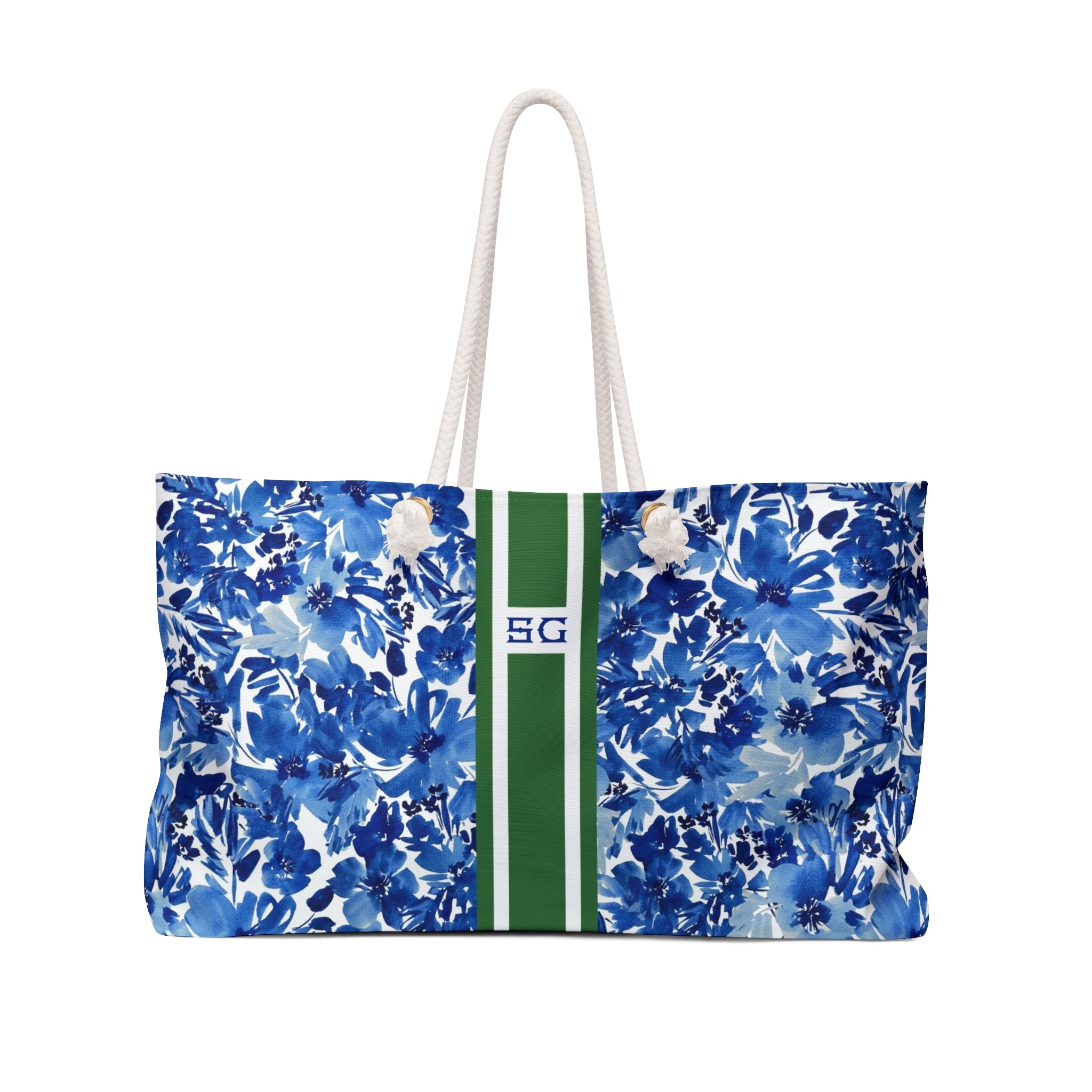 Royal Blooms Striped Monogrammed Mahjong Bag