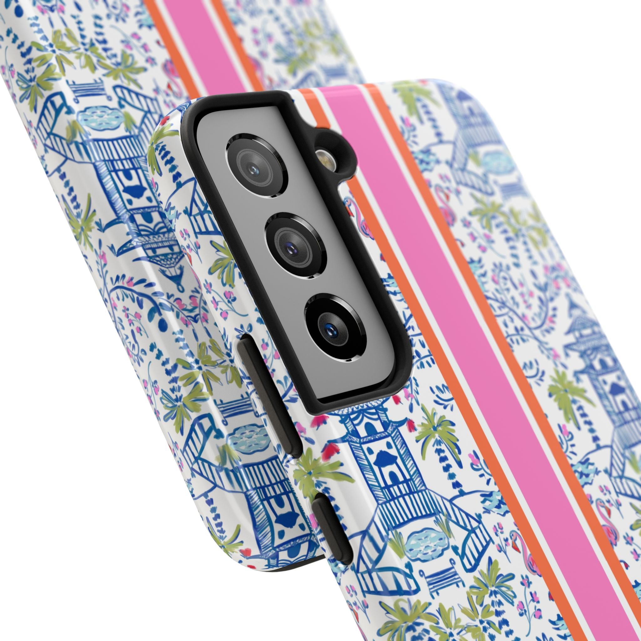 Colorful Chinoiserie Monogrammed Tough Phone Case
