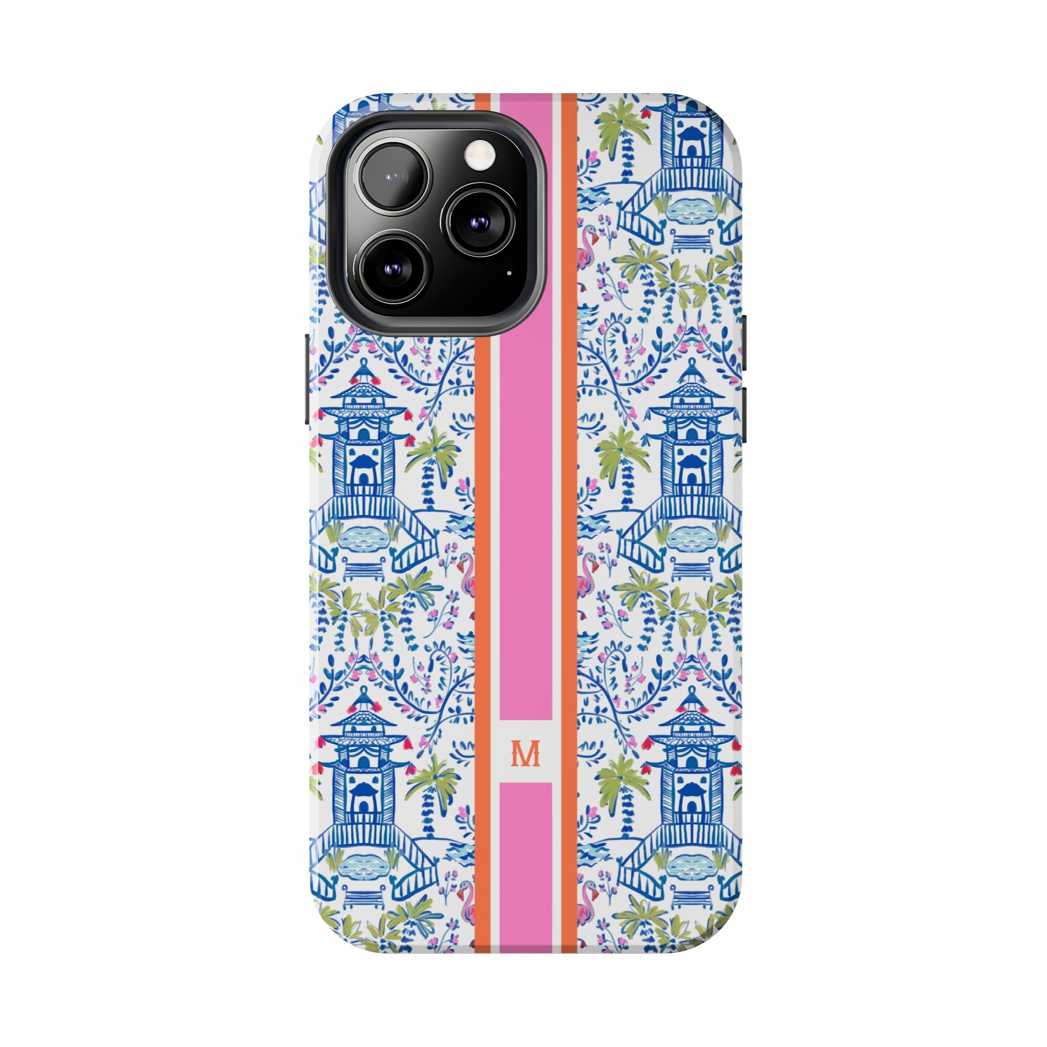 Colorful Chinoiserie Monogrammed Tough Phone Case