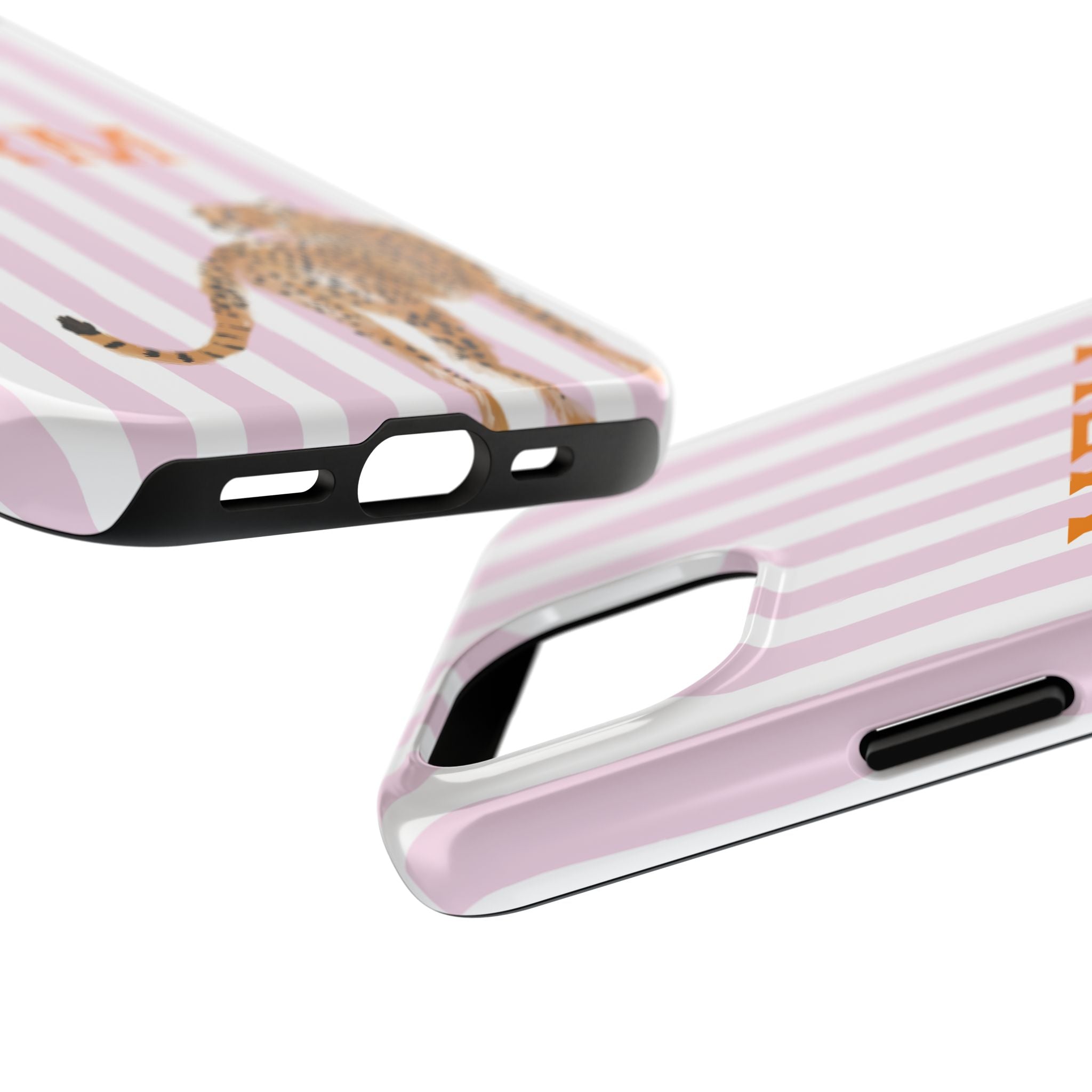 Preppy Cheetah (Pink) Monogrammed Tough Phone Case