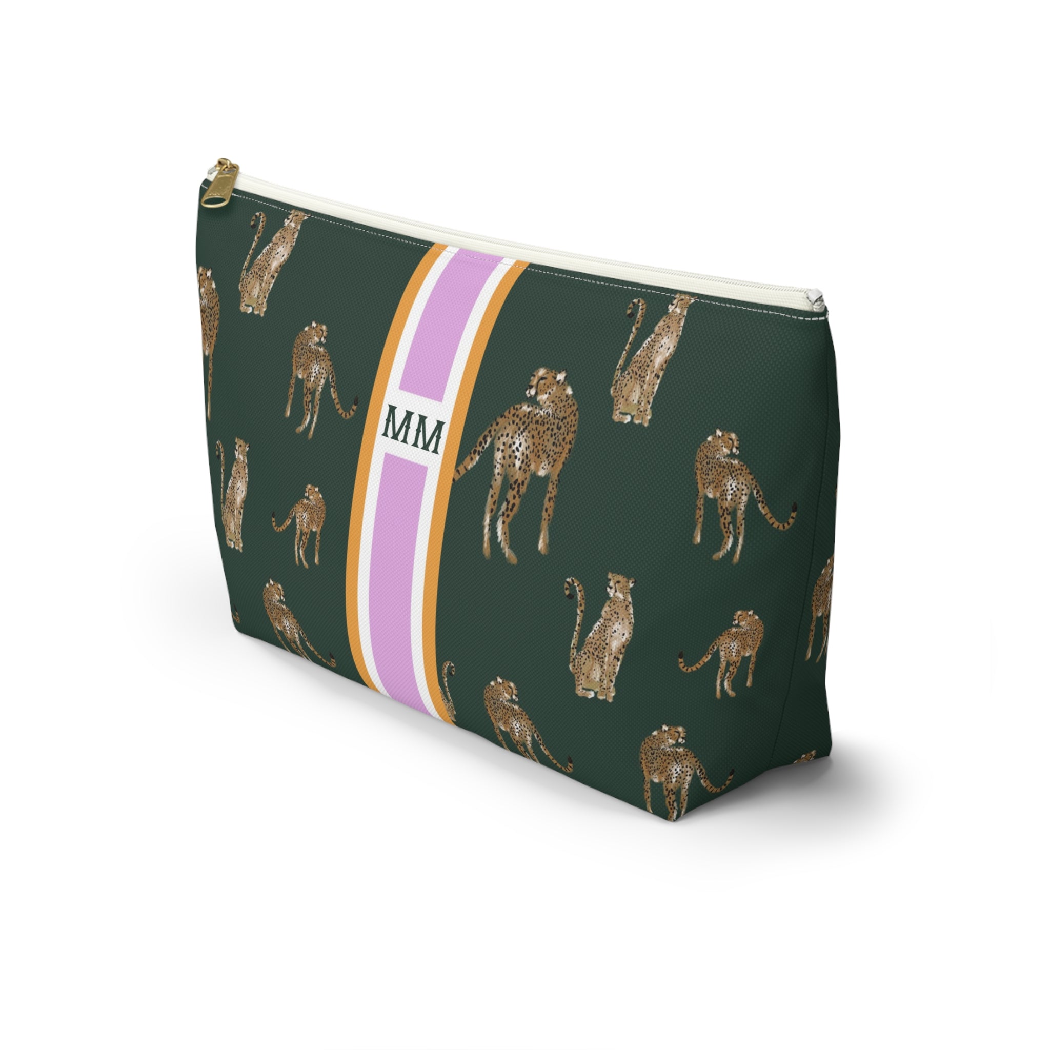 Cheetah Dance Striped Monogrammed Mahjong Tile Pouch