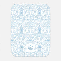 Palm Beach (Sky) Monogrammed Baby Burp Cloth