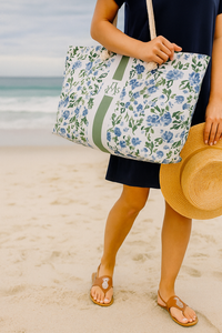 English Countryside Striped Monogrammed Mahjong Bag