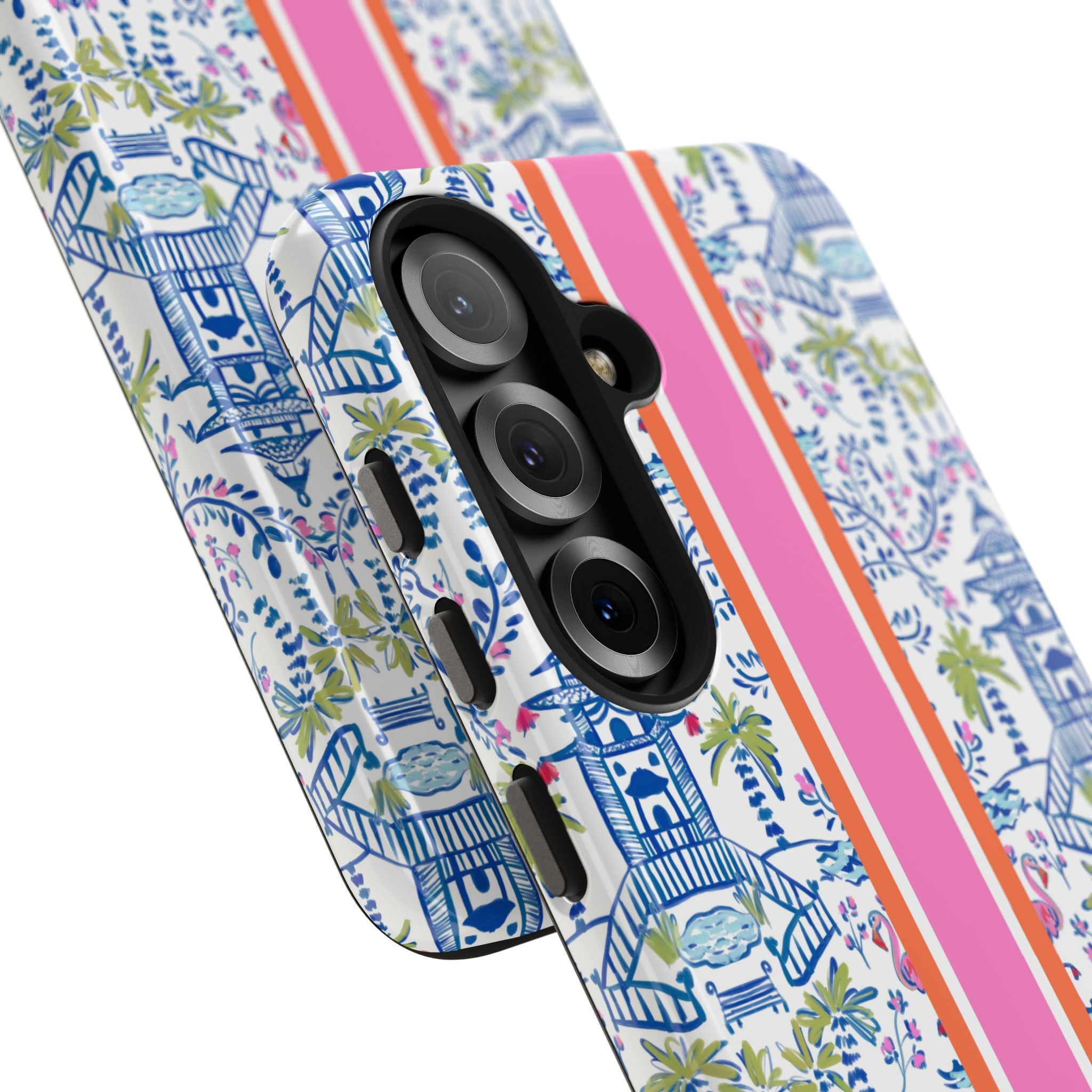 Colorful Chinoiserie Monogrammed Tough Phone Case