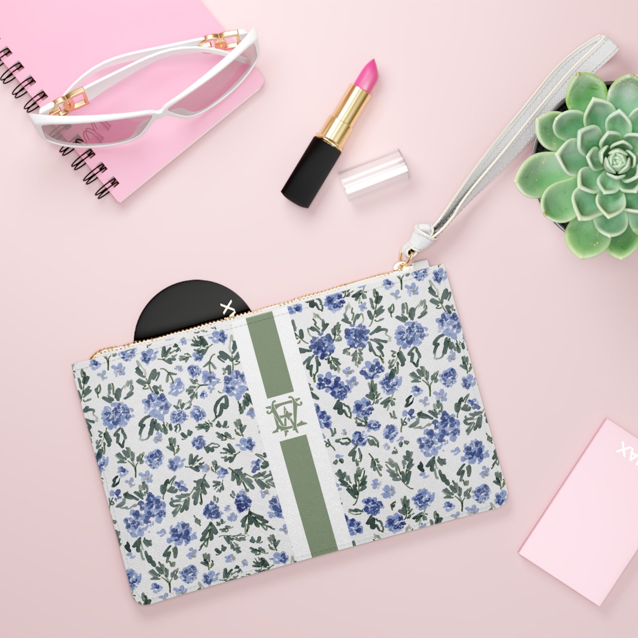 English Countryside Striped Monogrammed Mahjong Card Pouch