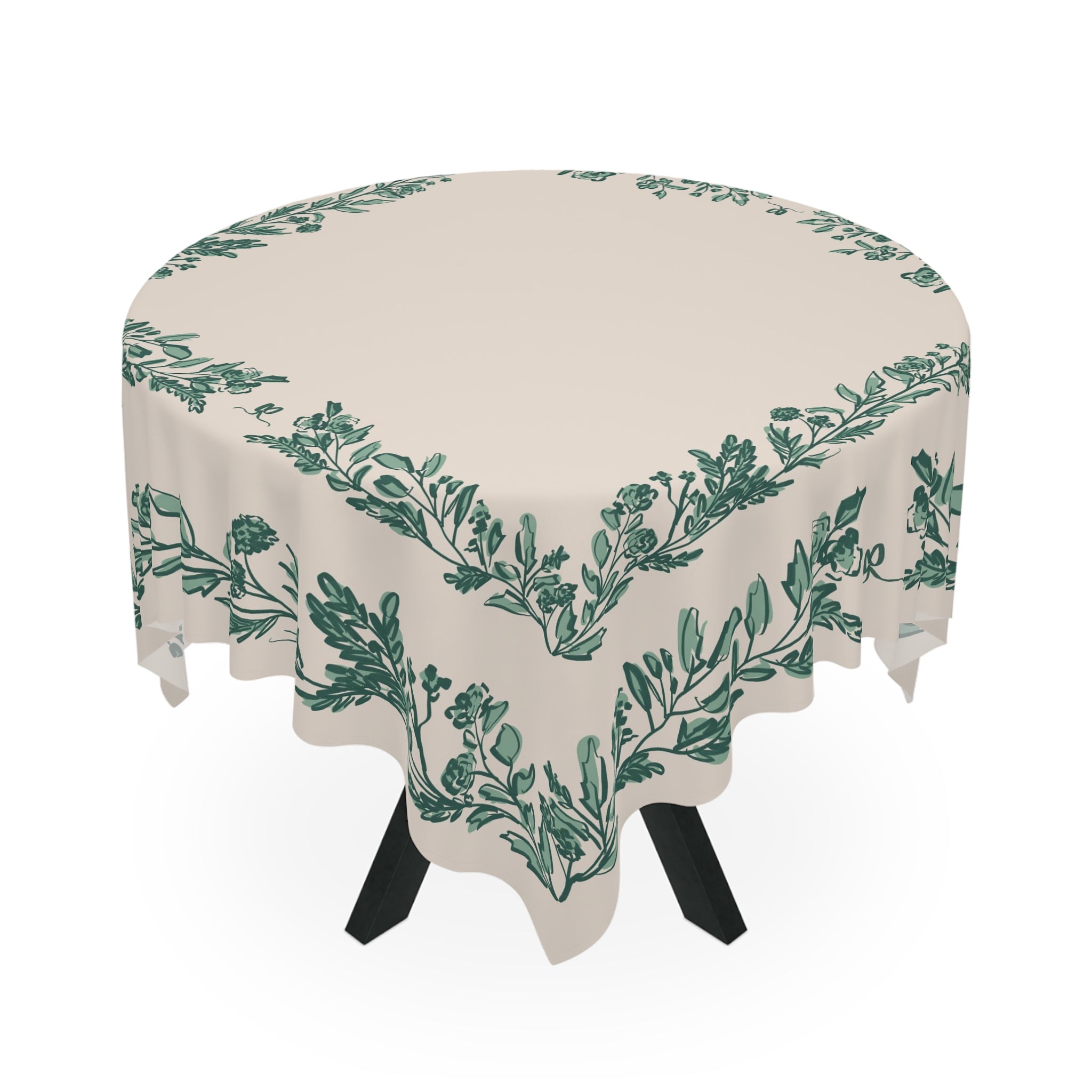 Bow and Bloom Square Tablecloth (Green)