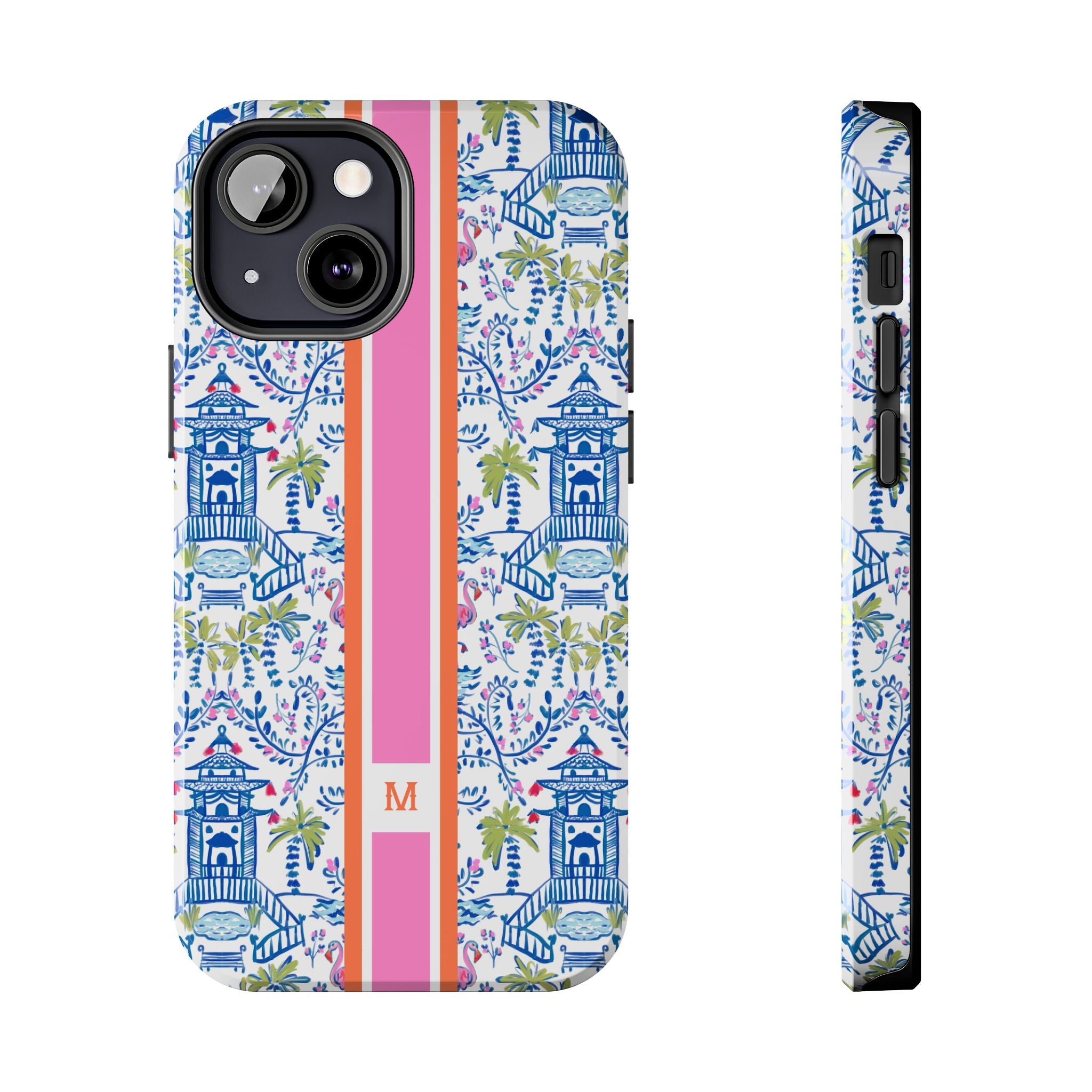 Colorful Chinoiserie Monogrammed Tough Phone Case