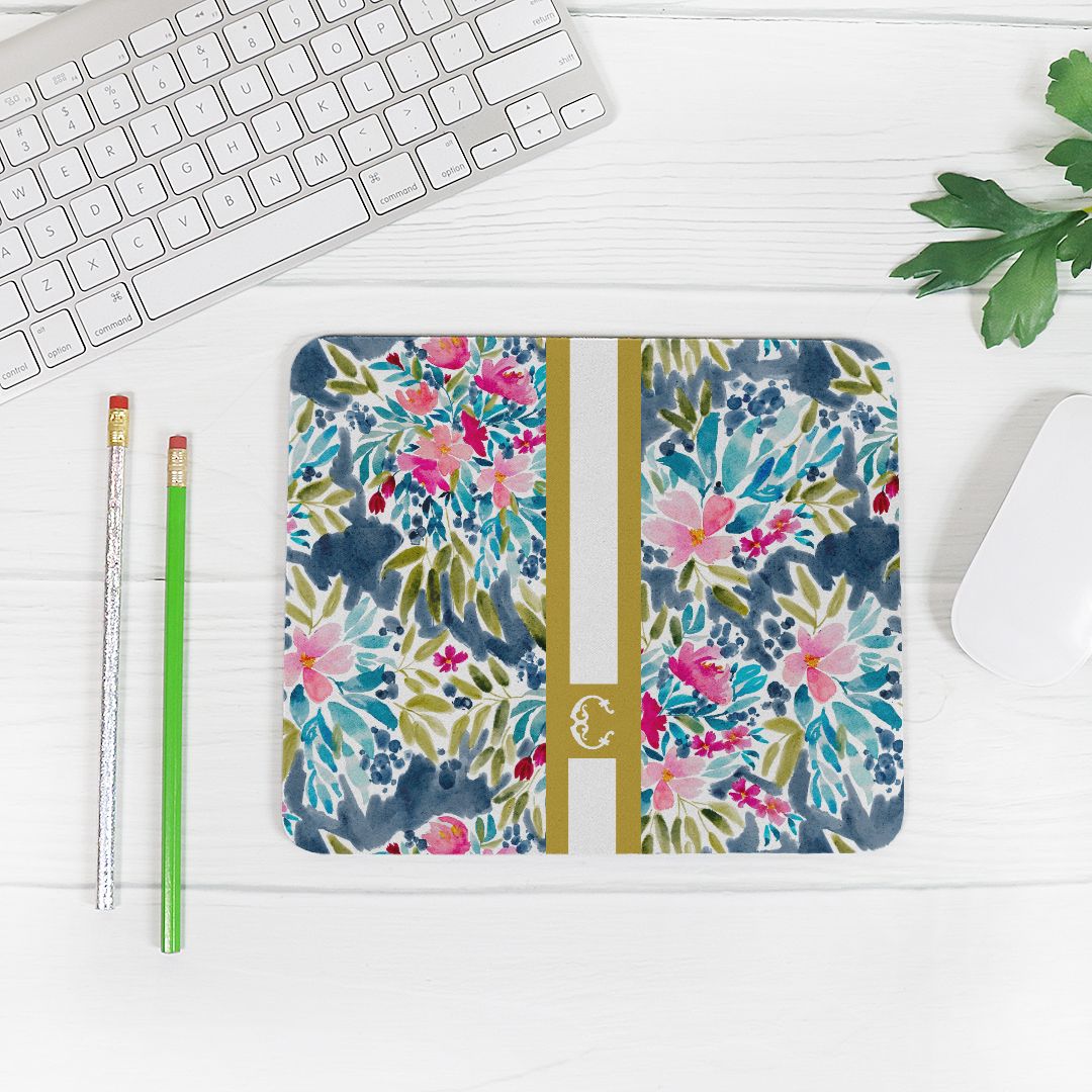 Aria Striped Monogrammed Mouse Pad