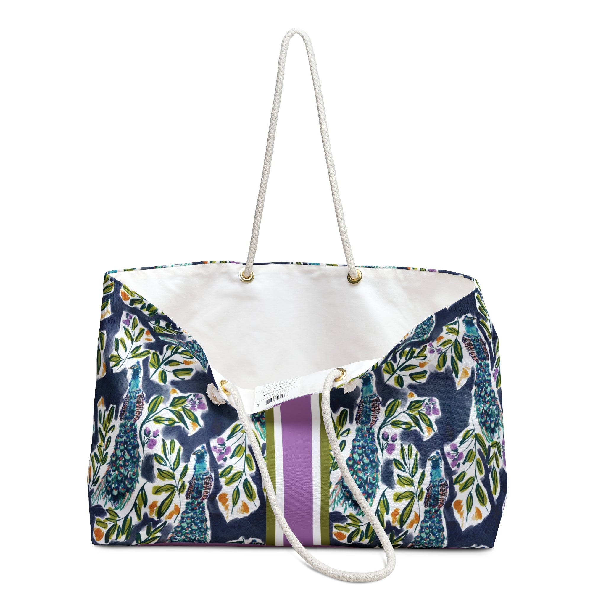 Peacock Garden Striped Monogrammed Mahjong Bag