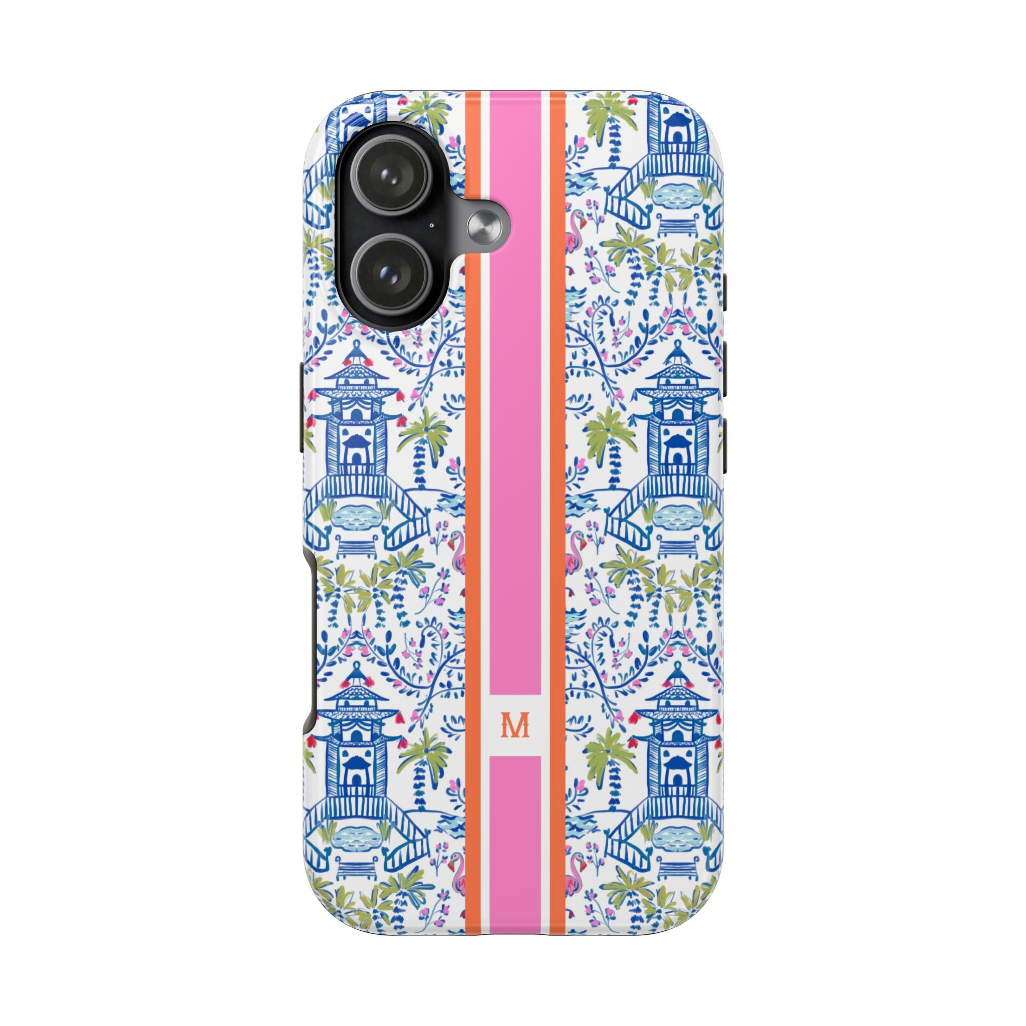 Colorful Chinoiserie Monogrammed Tough Phone Case