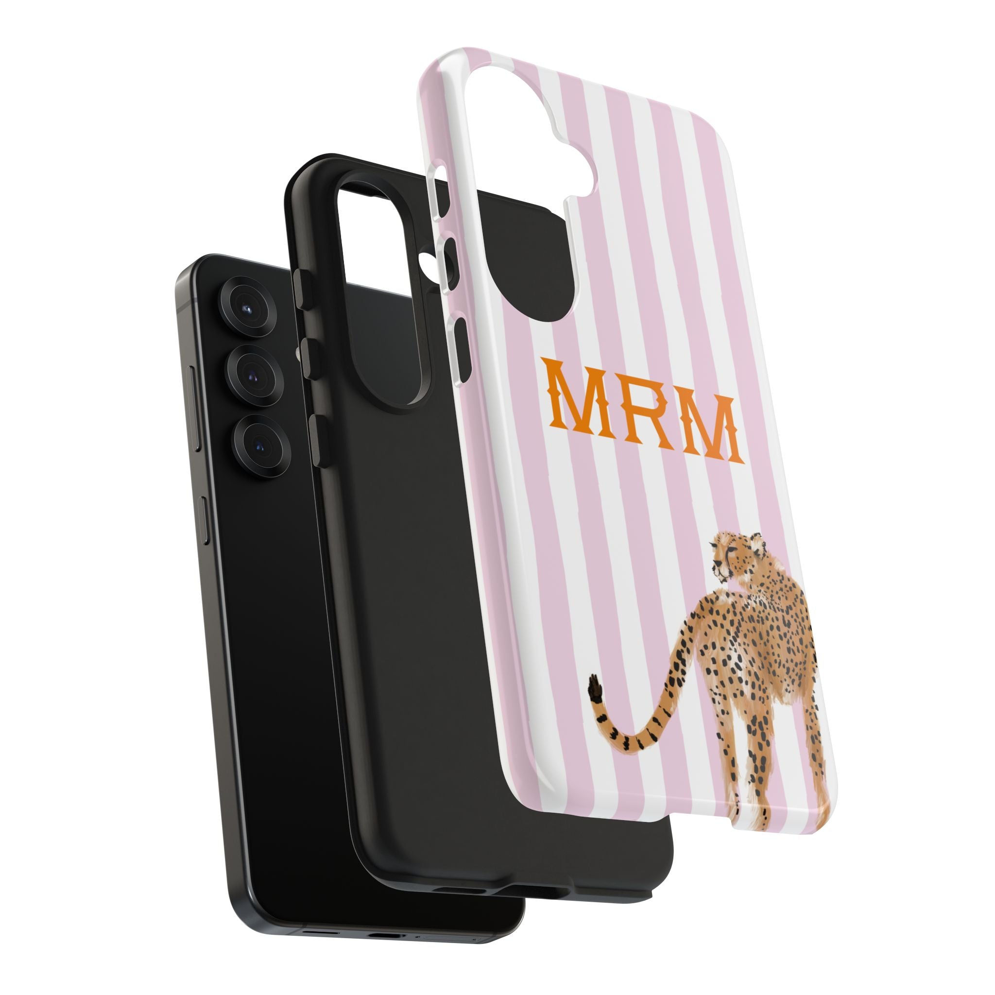 Preppy Cheetah (Pink) Monogrammed Tough Phone Case
