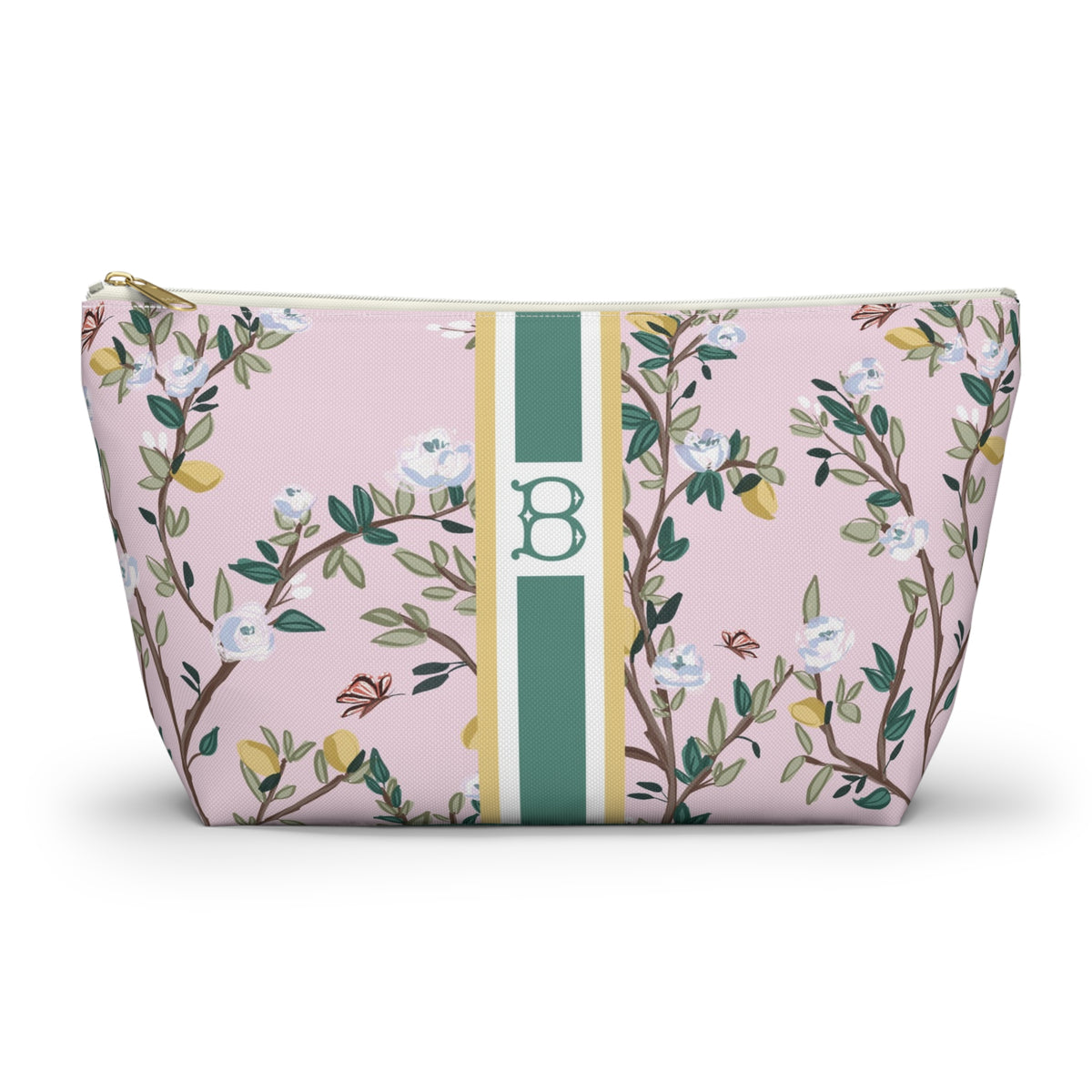 Blossom Garden Striped Monogrammed Pouch