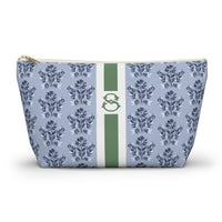 Evangeline Blue Striped Monogrammed Pouch