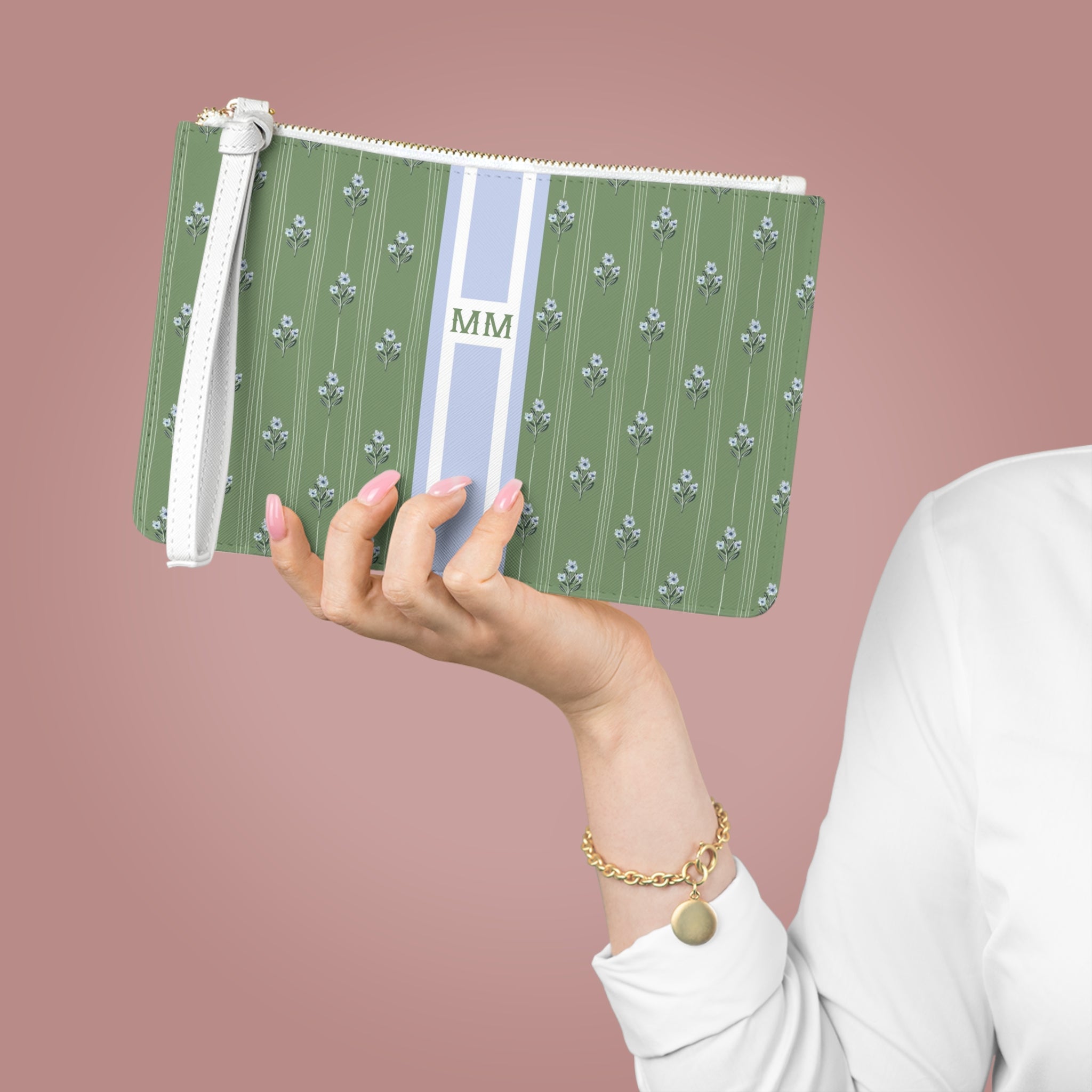 Zera Bloom Striped Monogrammed Mahjong Card Holder