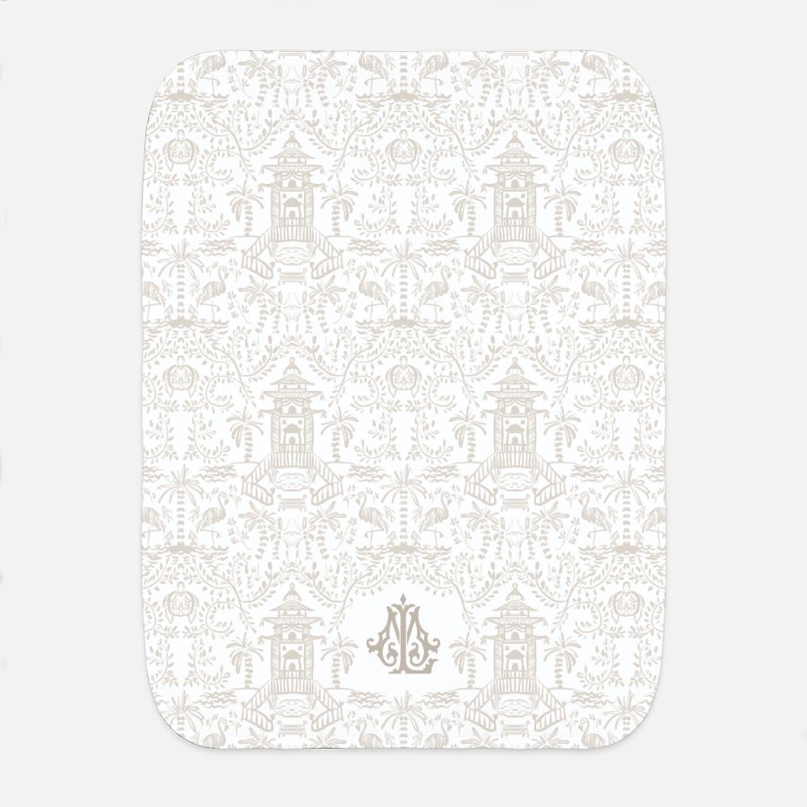 Palm Beach (Sand) Monogrammed Baby Burp Cloth