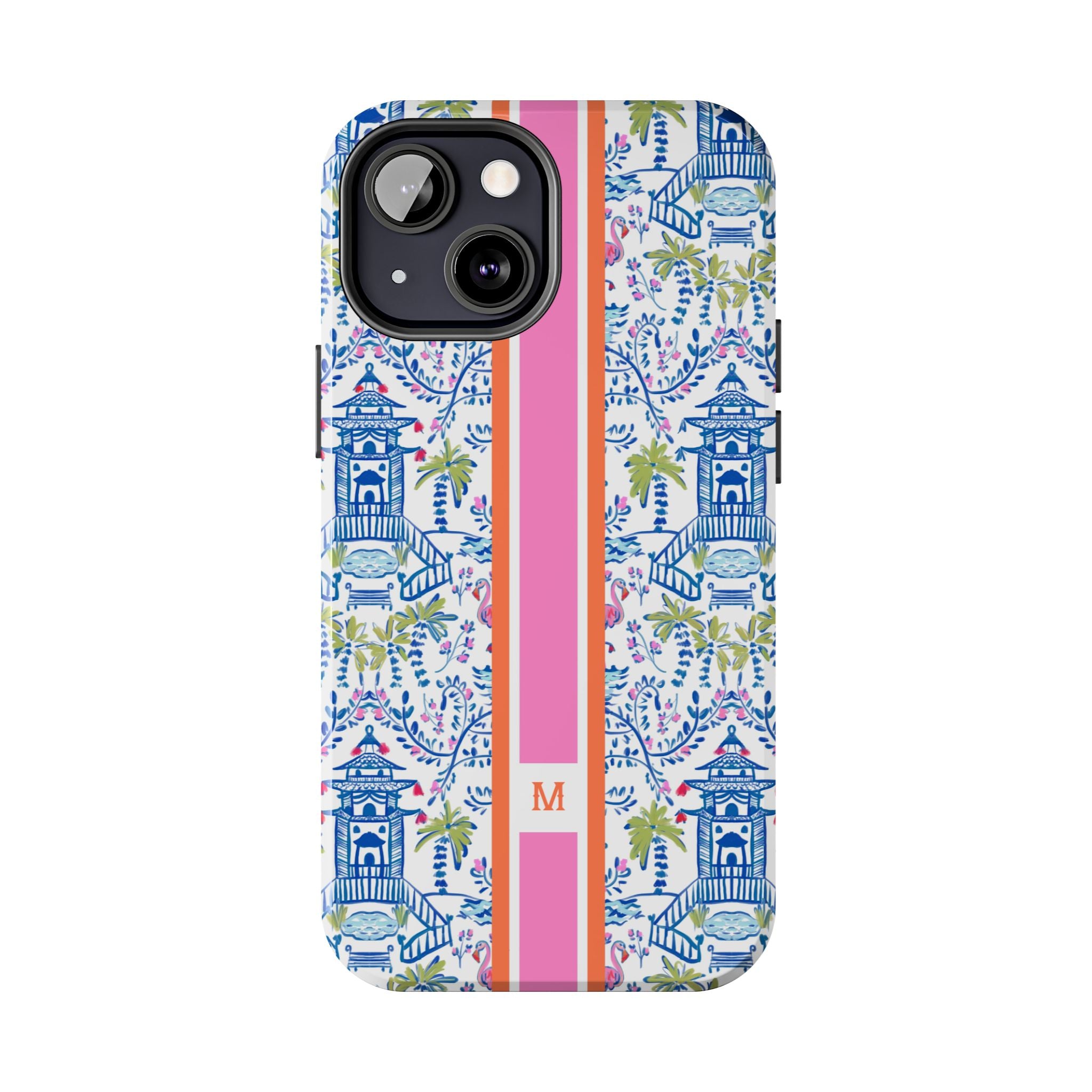 Colorful Chinoiserie Monogrammed Tough Phone Case
