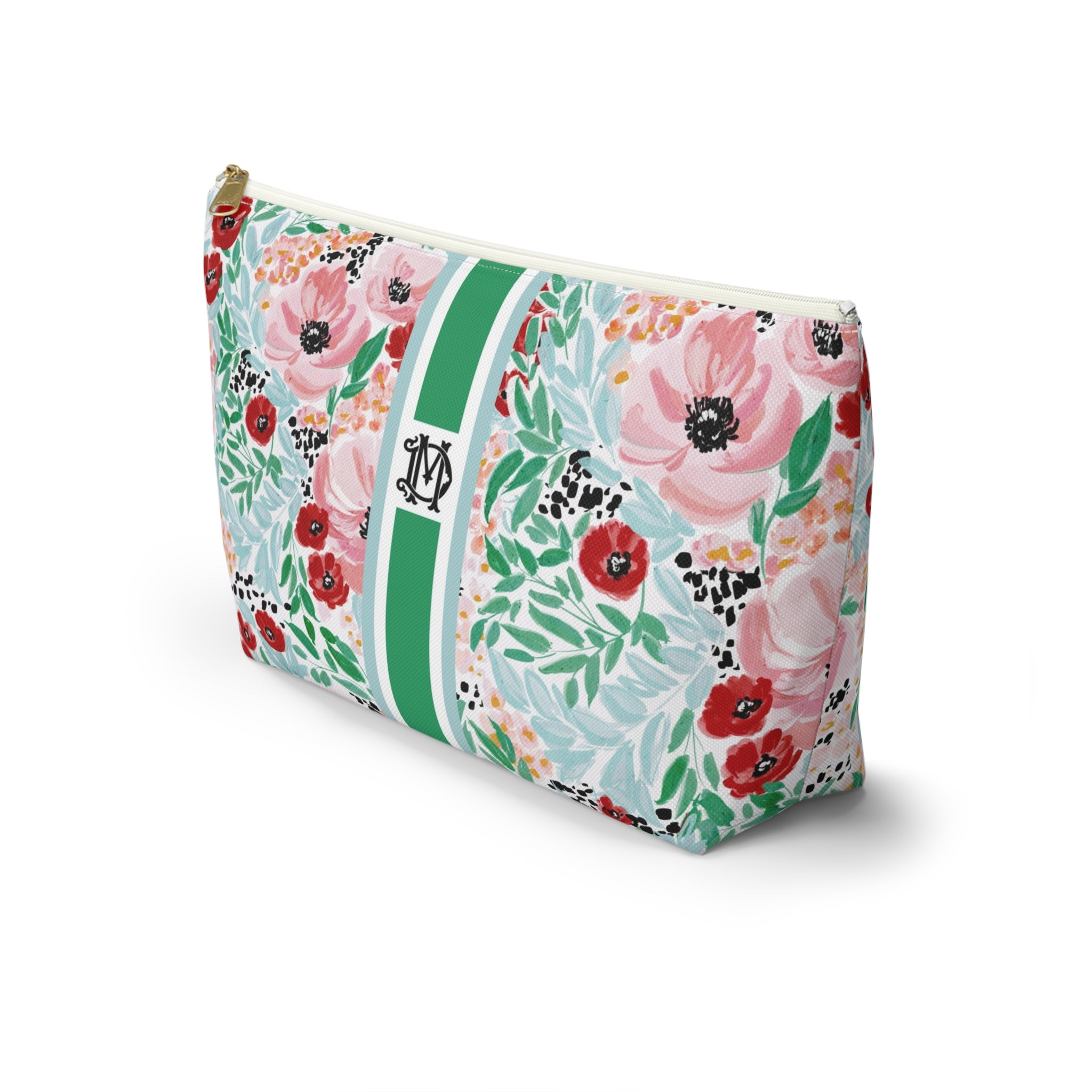 Colette Striped Monogrammed Pouch