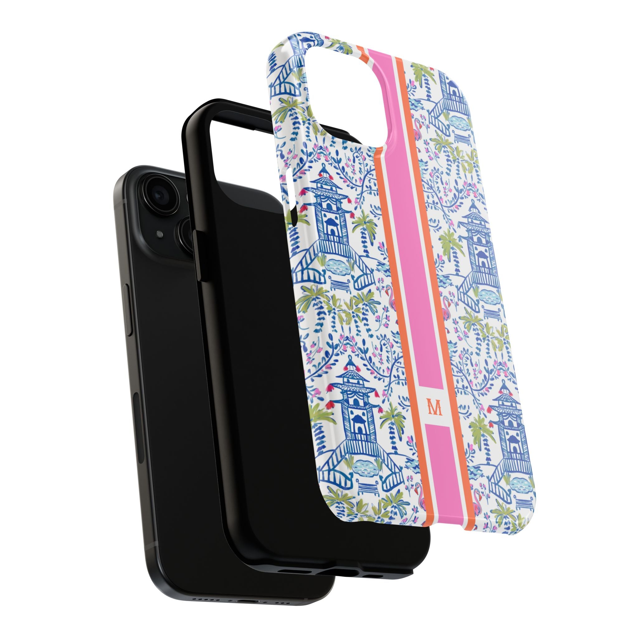 Colorful Chinoiserie Monogrammed Tough Phone Case
