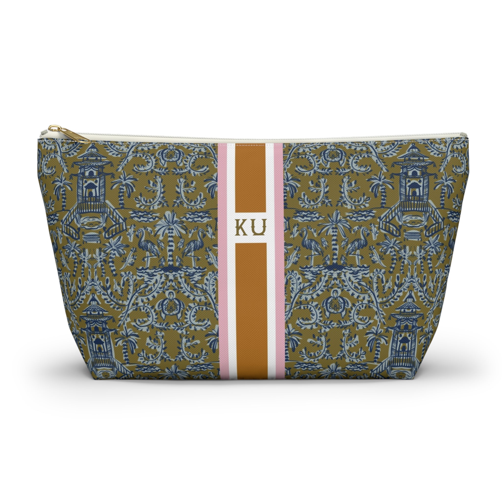 Soirée Striped Monogrammed Mahjong Tile Pouch