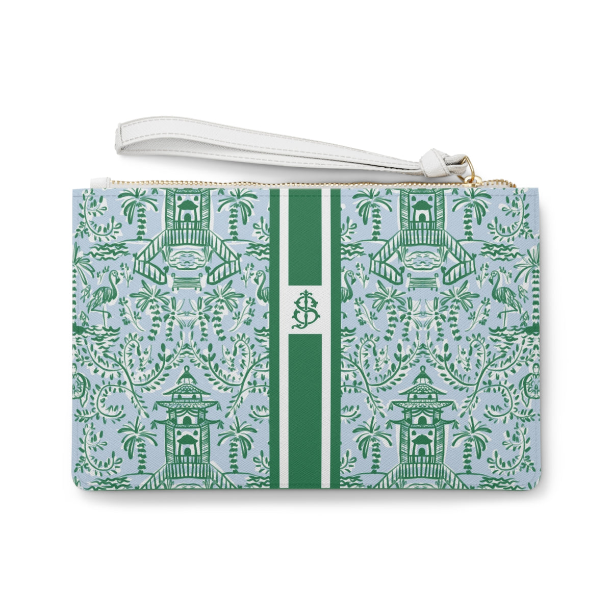 Chinoiserie Palms Striped Monogrammed Mahjong Card Holder