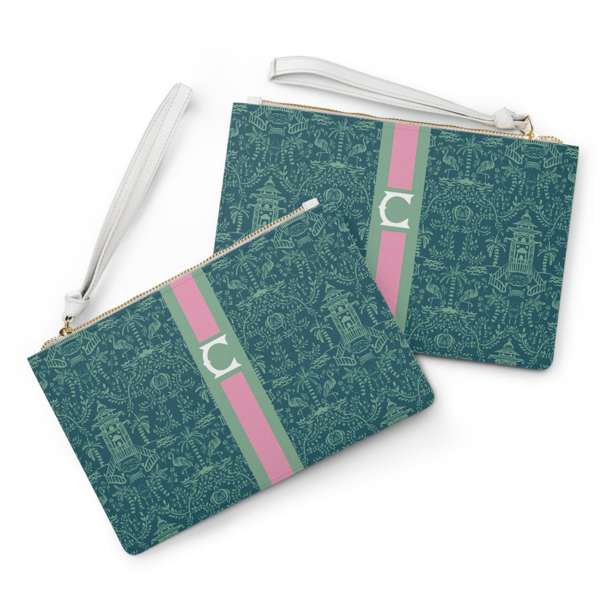 Palm Beach (Teal) Striped Monogrammed Mahjong Card Holder