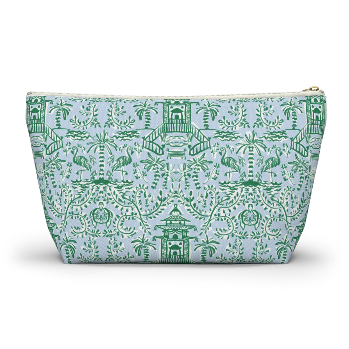 Chinoiserie Palms Striped Monogrammed Pouch