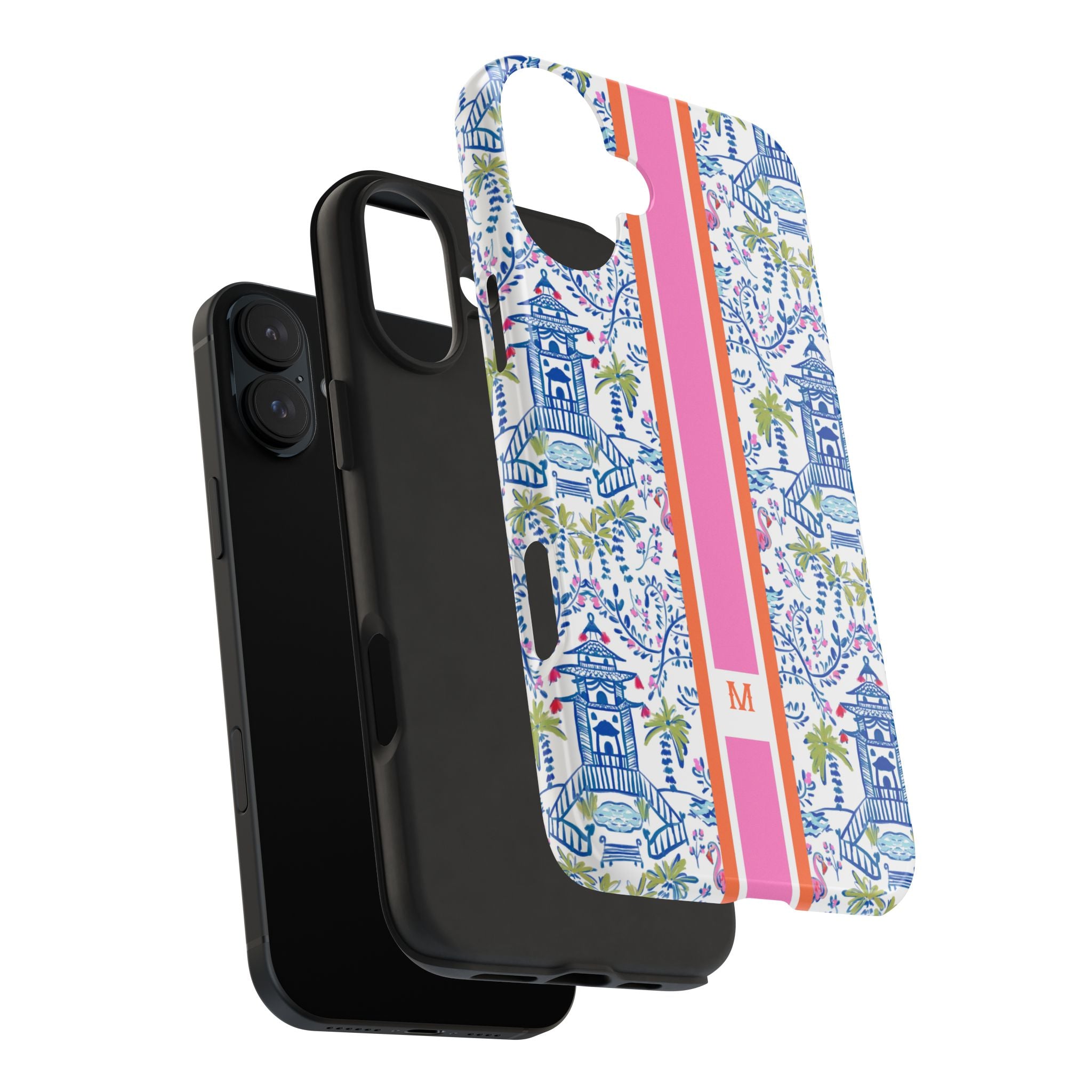 Colorful Chinoiserie Monogrammed Tough Phone Case