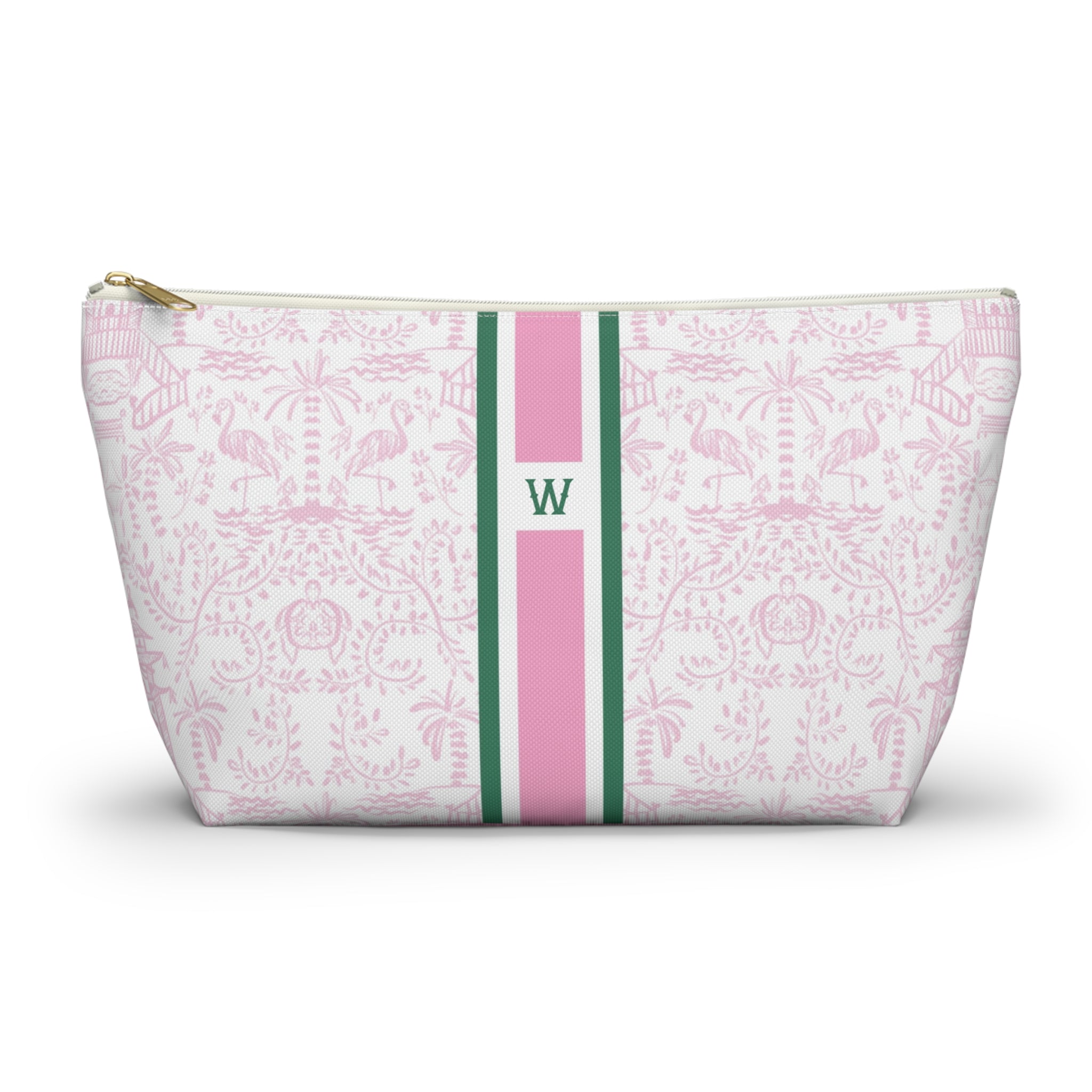 Palm Beach Pink Striped Monogrammed Mahjong Tile Pouch