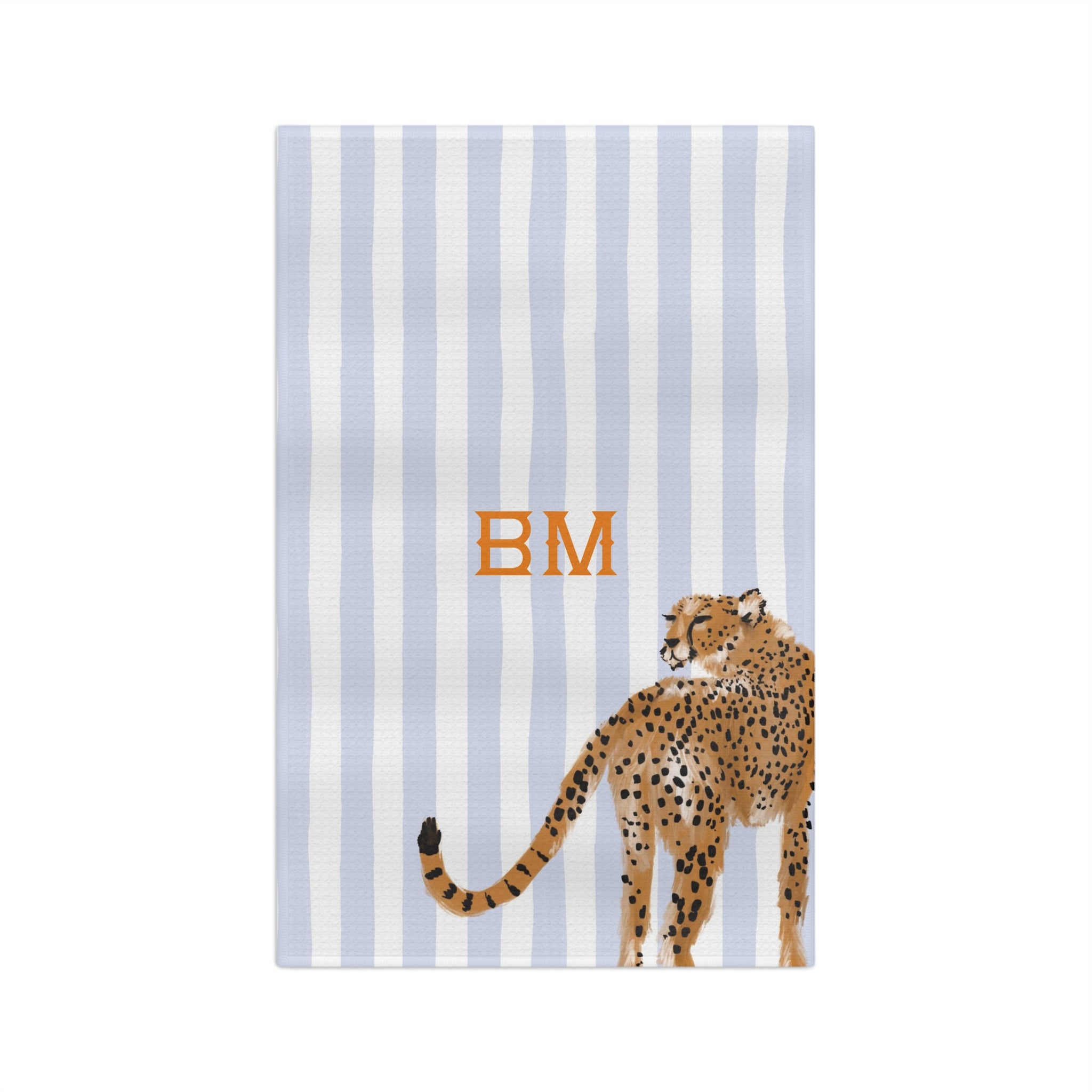 Preppy Cheetah (Blue) Monogrammed Microfiber Kitchen Towel