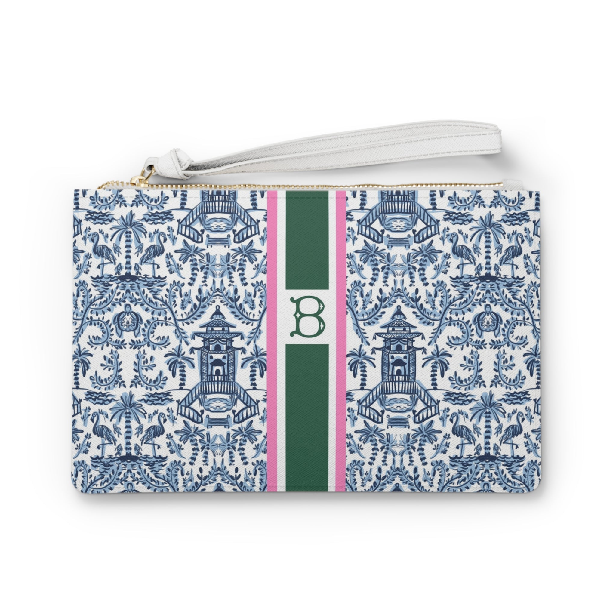 Palm Beach Striped Monogrammed Mahjong Card Pouch