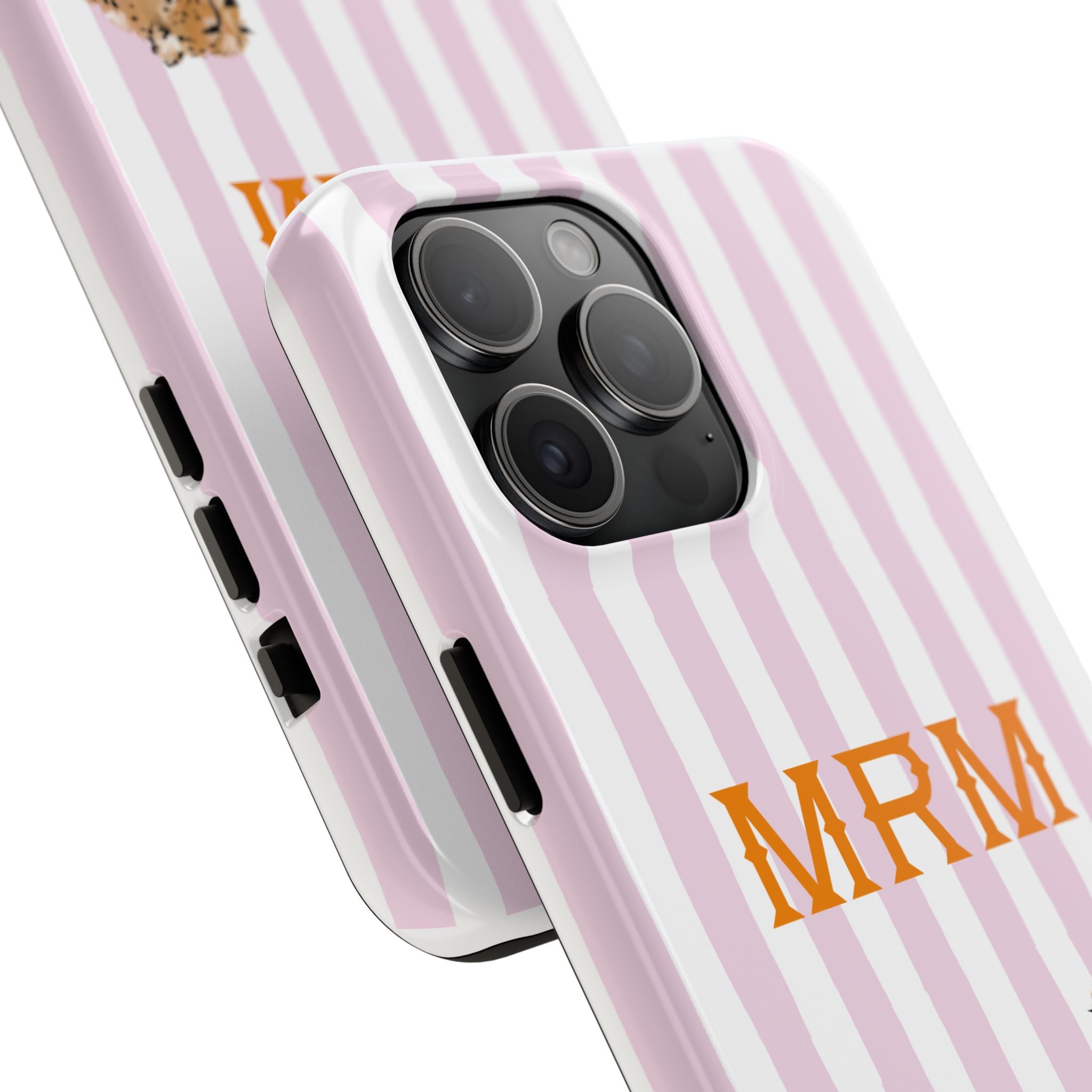 Preppy Cheetah (Pink) Monogrammed Tough Phone Case
