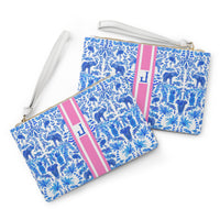 Elephant Fun Striped Monogrammed Mahjong Card Pouch