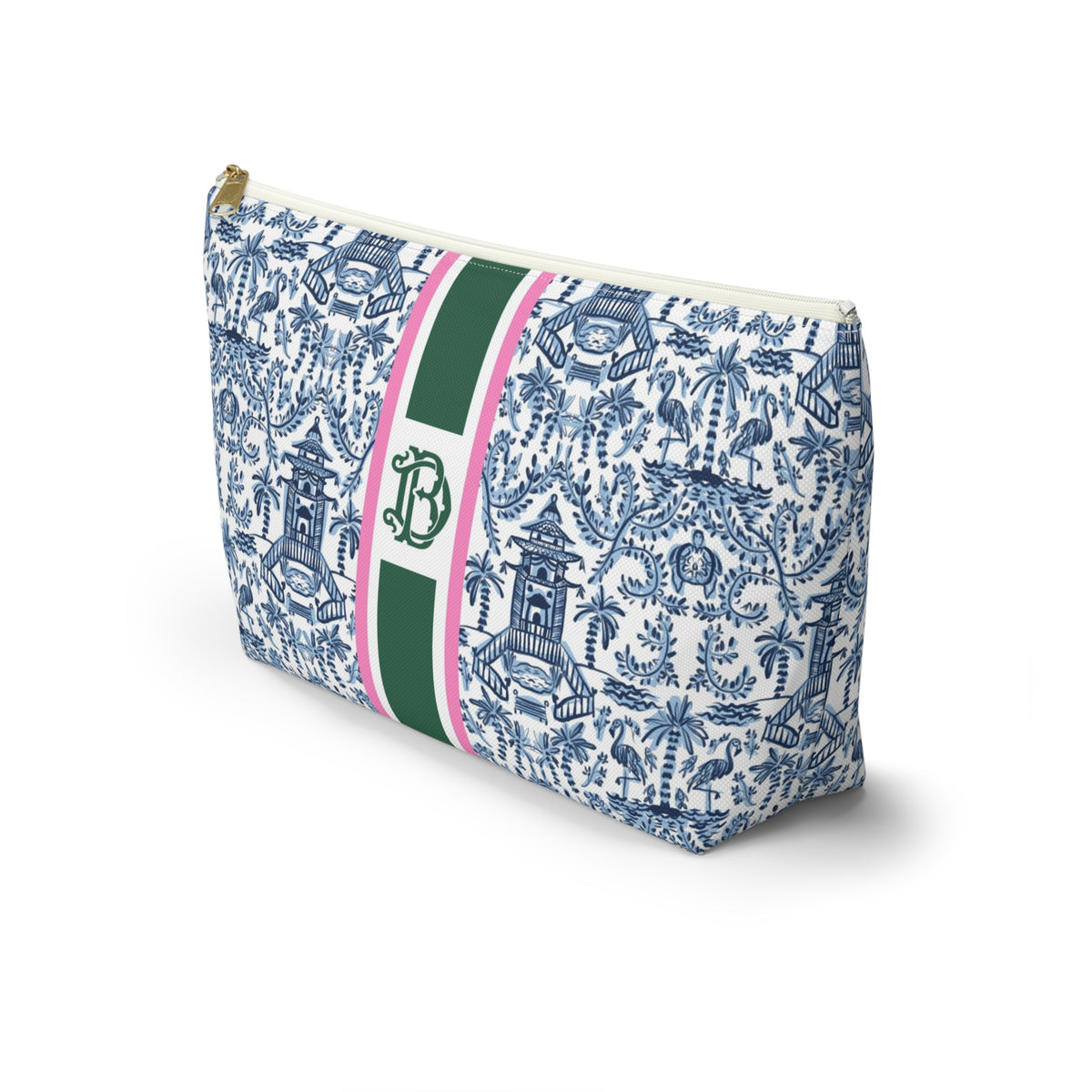 Palm Beach Striped Monogrammed Pouch