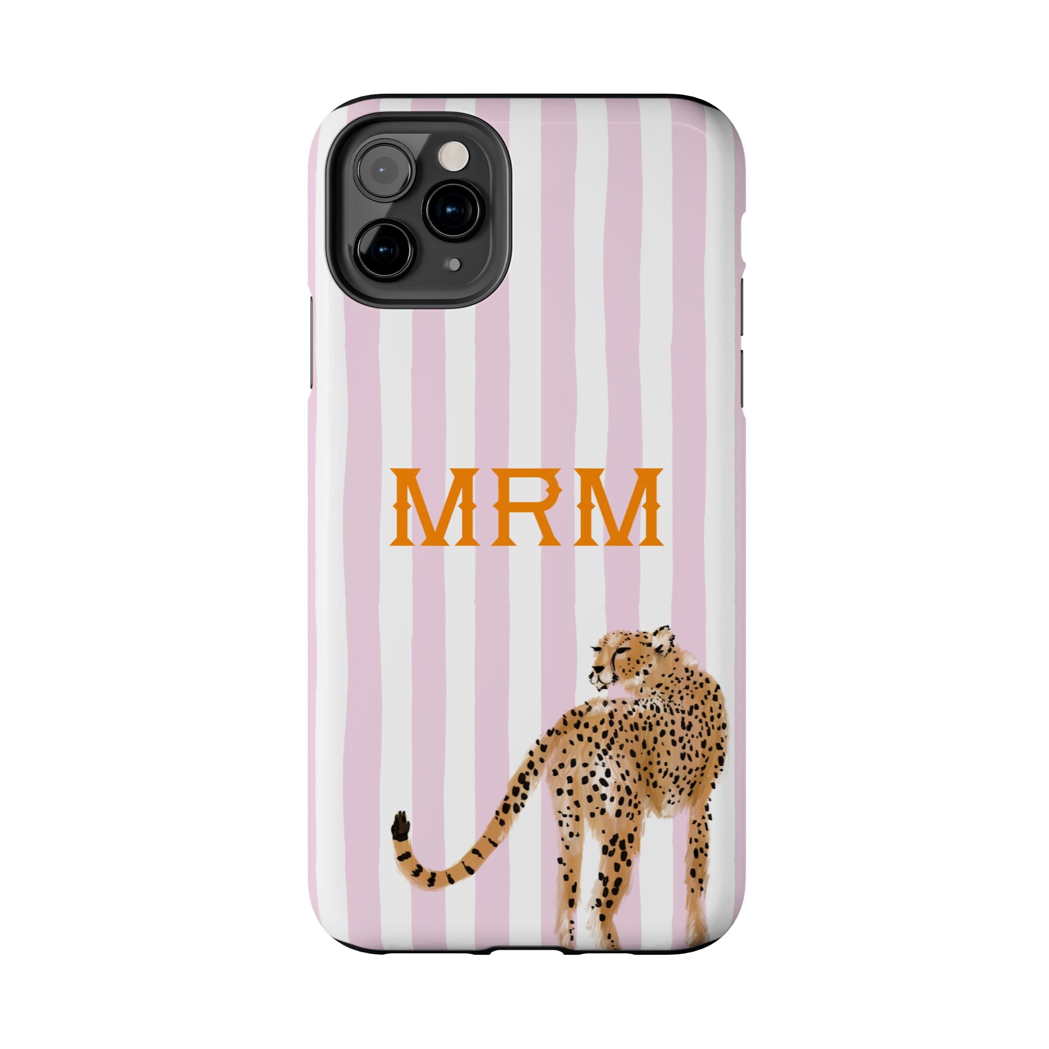 Preppy Cheetah (Pink) Monogrammed Tough Phone Case