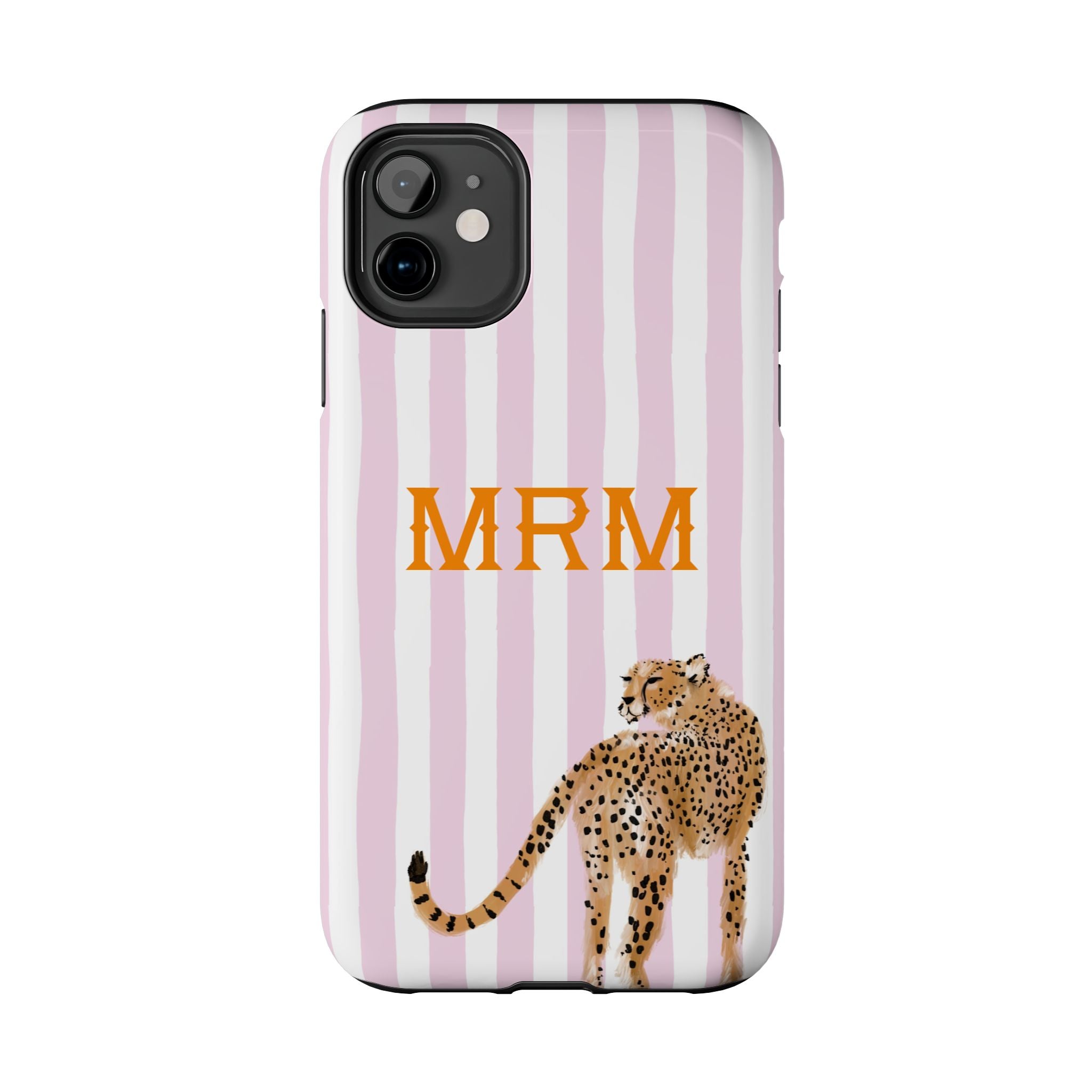 Preppy Cheetah (Pink) Monogrammed Tough Phone Case