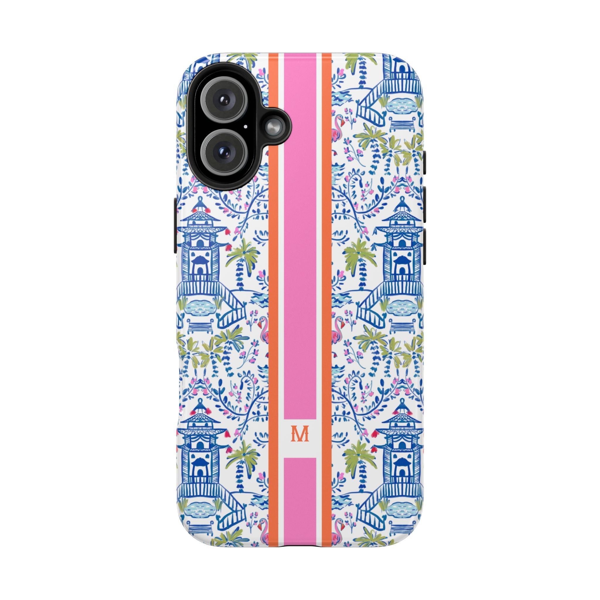 Colorful Chinoiserie Monogrammed Tough Phone Case
