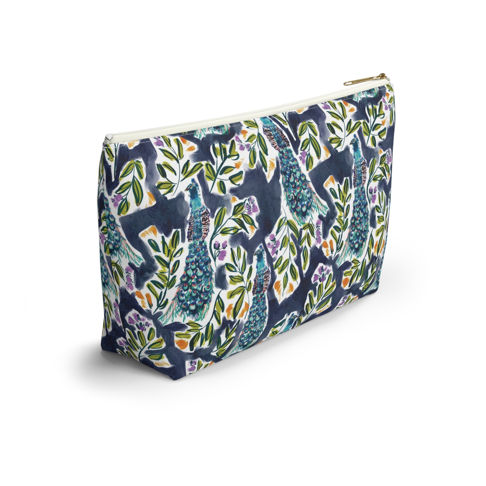 Peacock Garden Striped Monogrammed Mahjong Tile Pouch