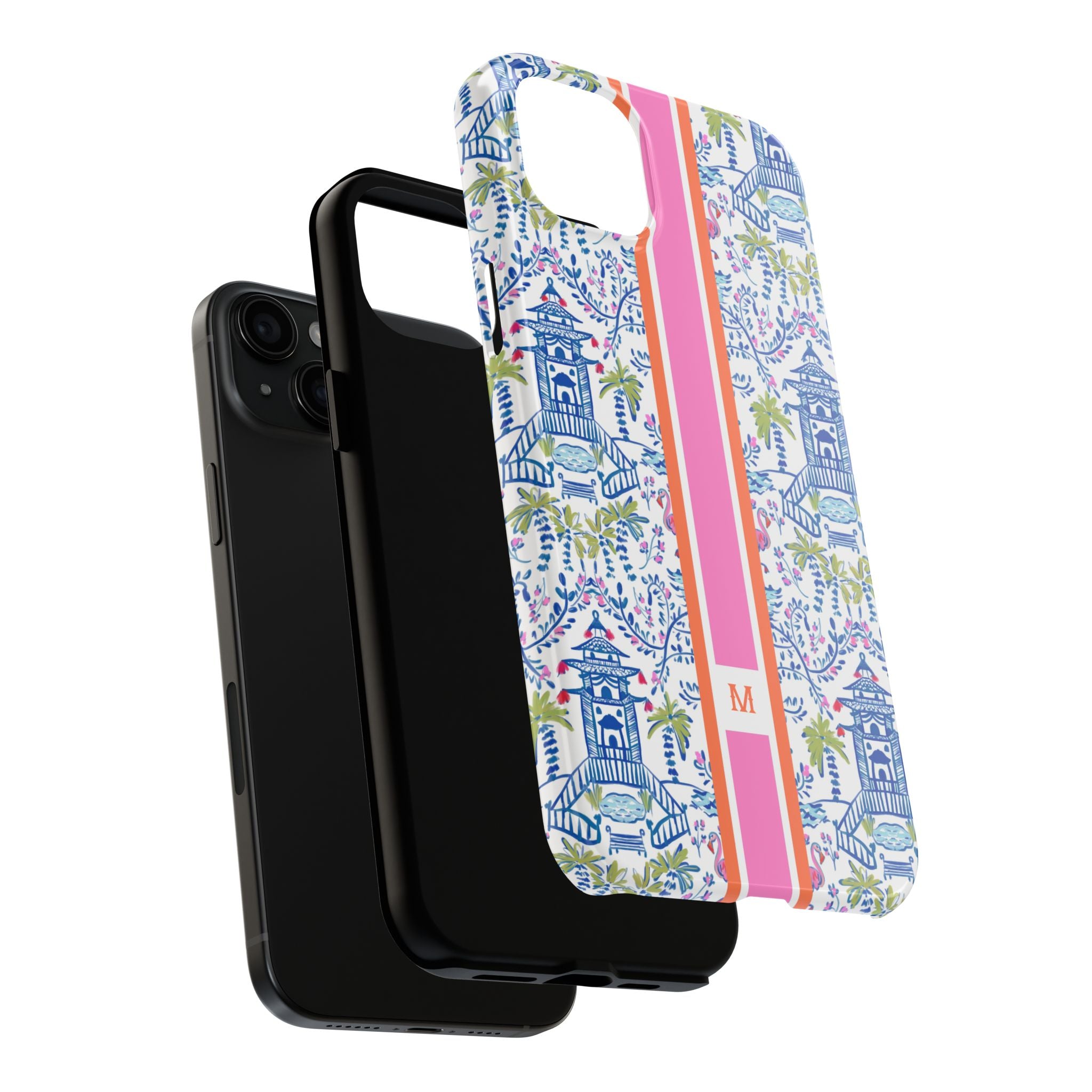 Colorful Chinoiserie Monogrammed Tough Phone Case