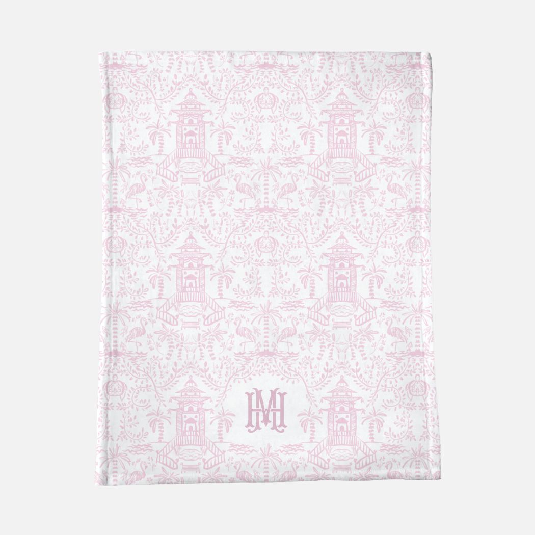 Palm Beach (Pink) Monogrammed Baby Blanket