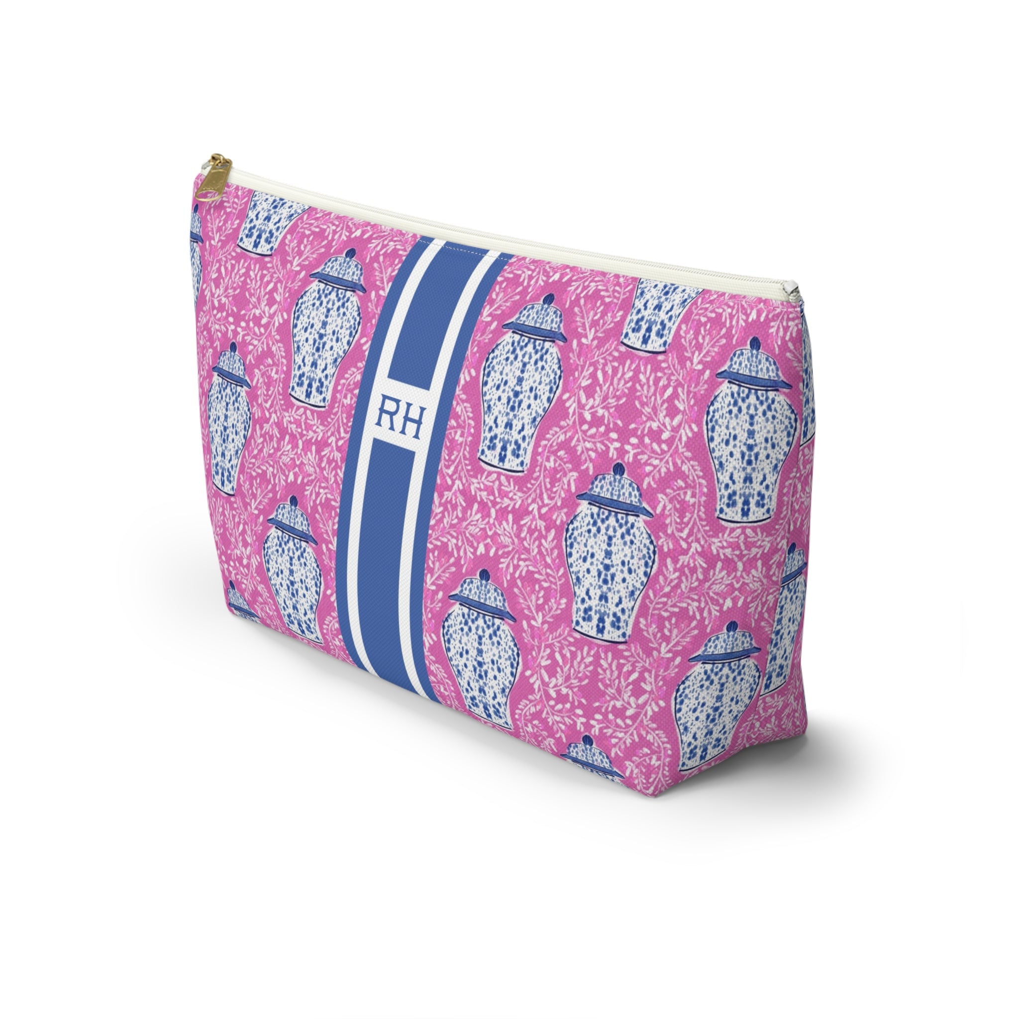 Ginger Striped Monogrammed Mahjong Tile Pouch