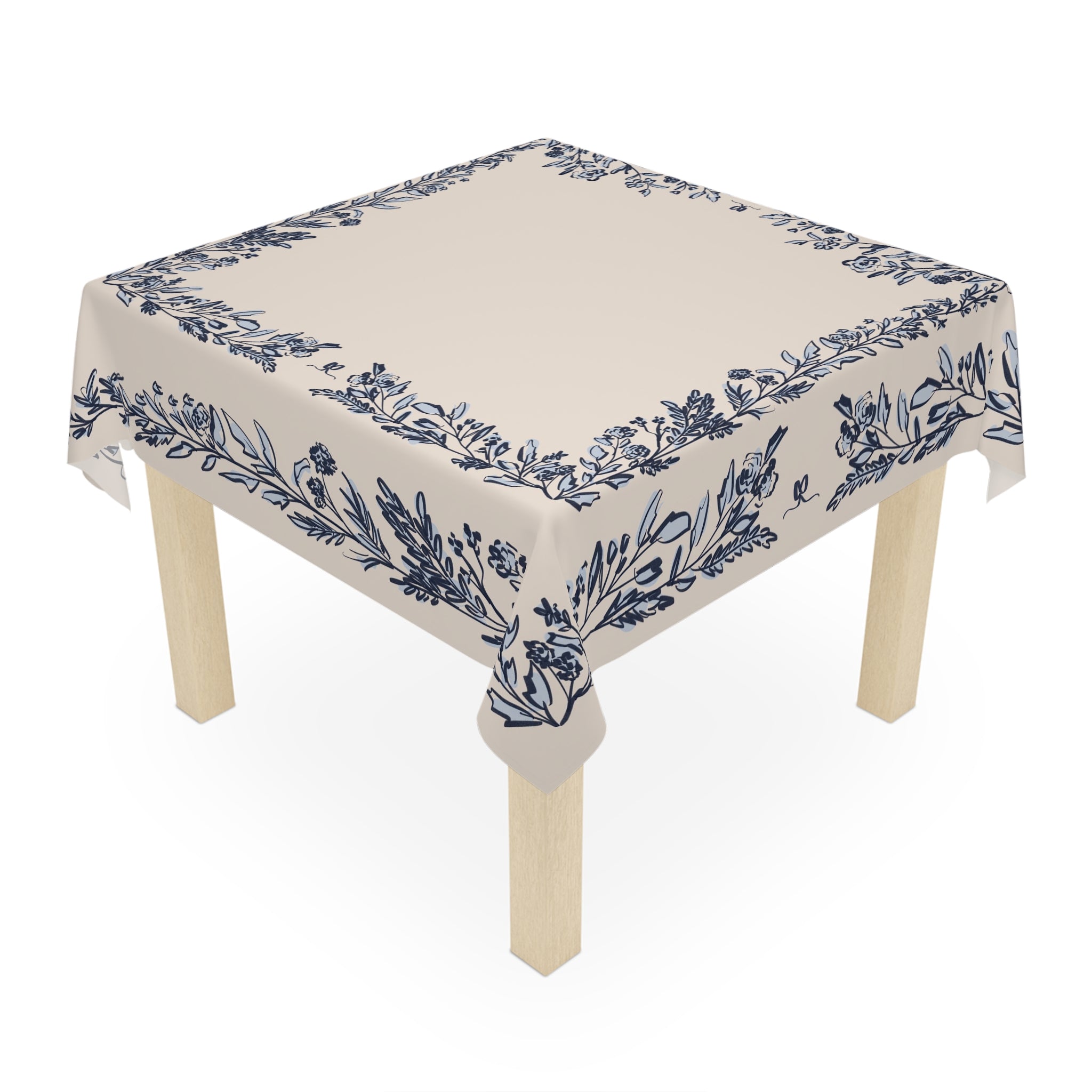 Bow and Bloom Square Tablecloth (Navy)