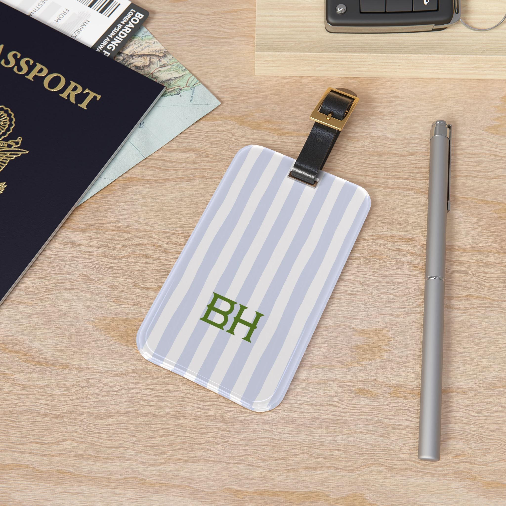 Seaside Stripes Monogrammed Acrylic Luggage Tag