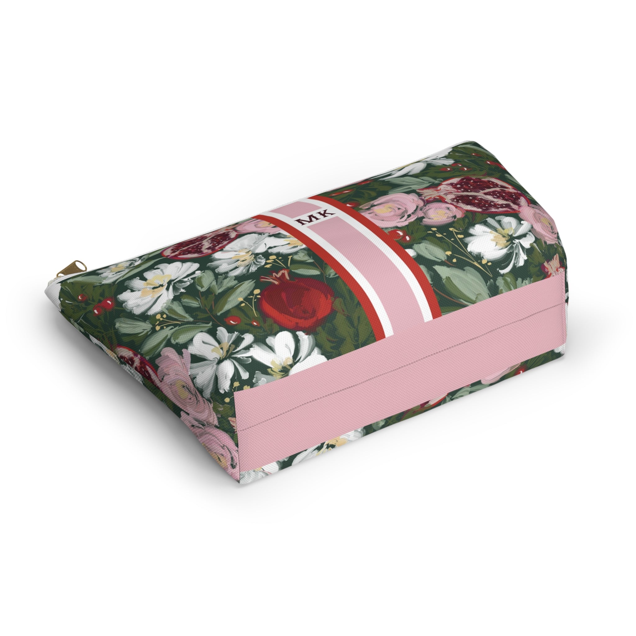 Crimson Harvest Striped Monogrammed Mahjong Tile Pouch