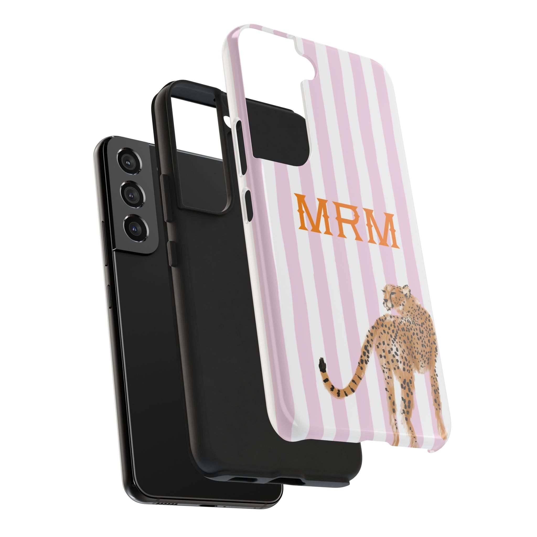 Preppy Cheetah (Pink) Monogrammed Tough Phone Case