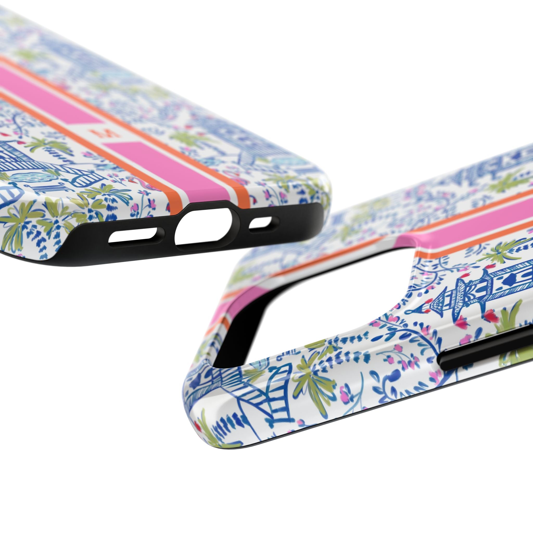 Colorful Chinoiserie Monogrammed Tough Phone Case