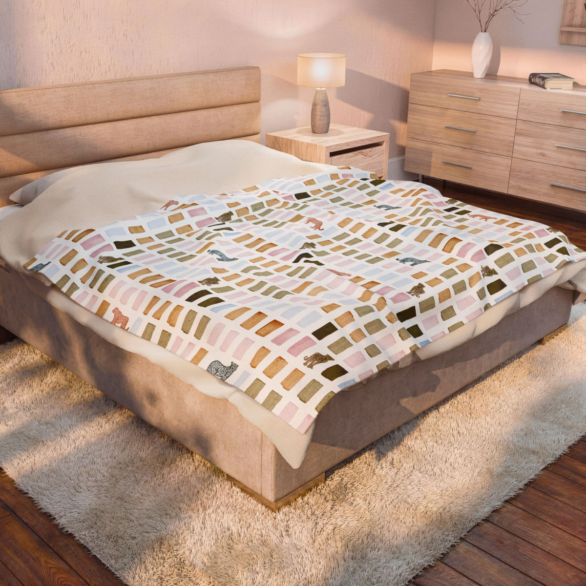 House Print Velveteen Throw Blanket
